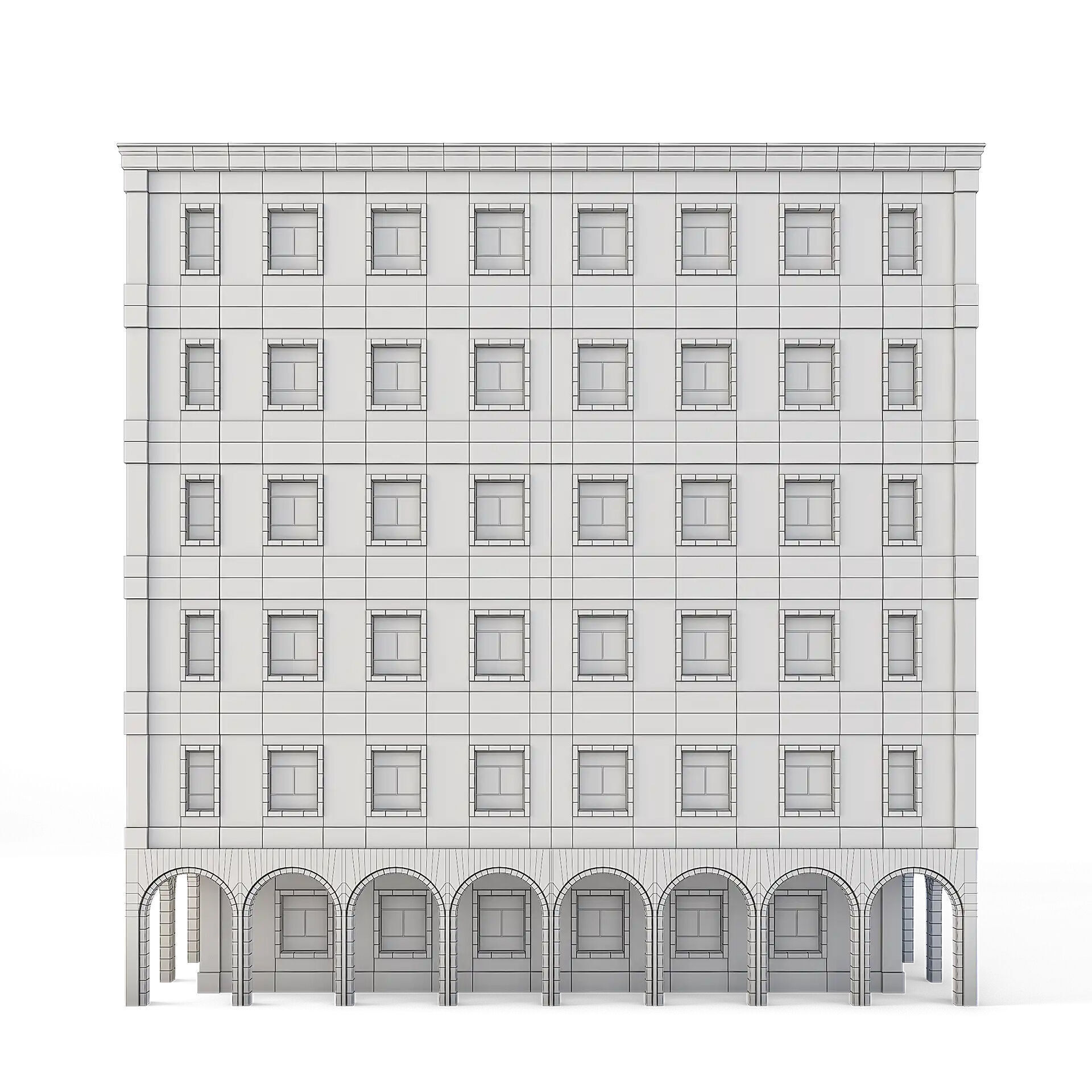 Tenement Building Low-poly 3D model_5