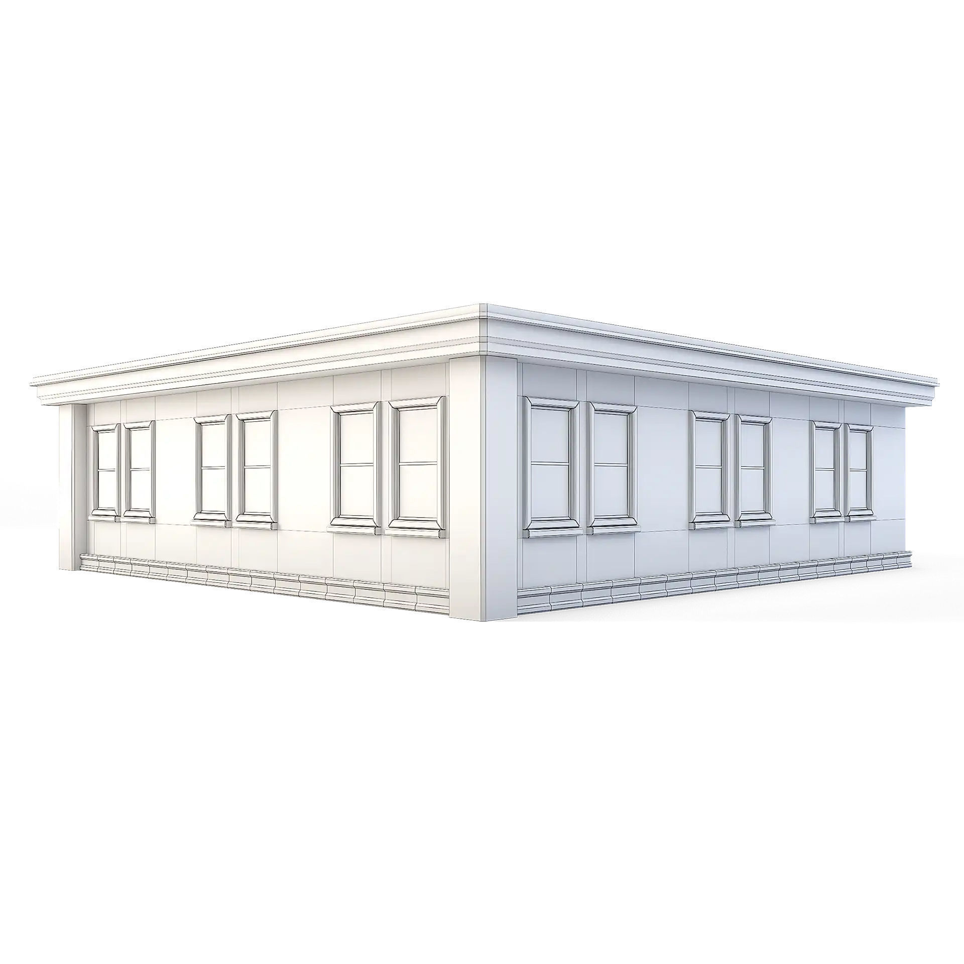 Tenement Building Upper Floor Low-poly 3D model_1