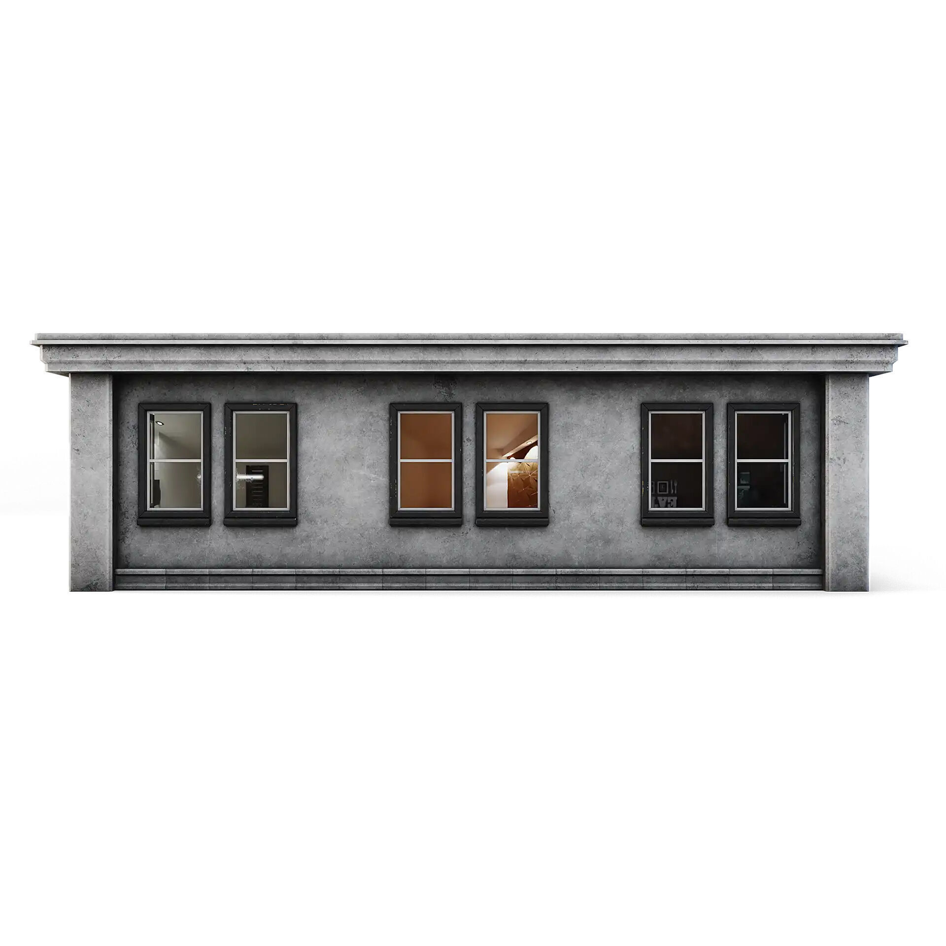 Tenement Building Upper Floor Low-poly 3D model_2