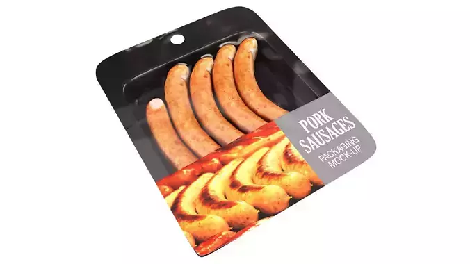 Pork sausages thin with packaging 01