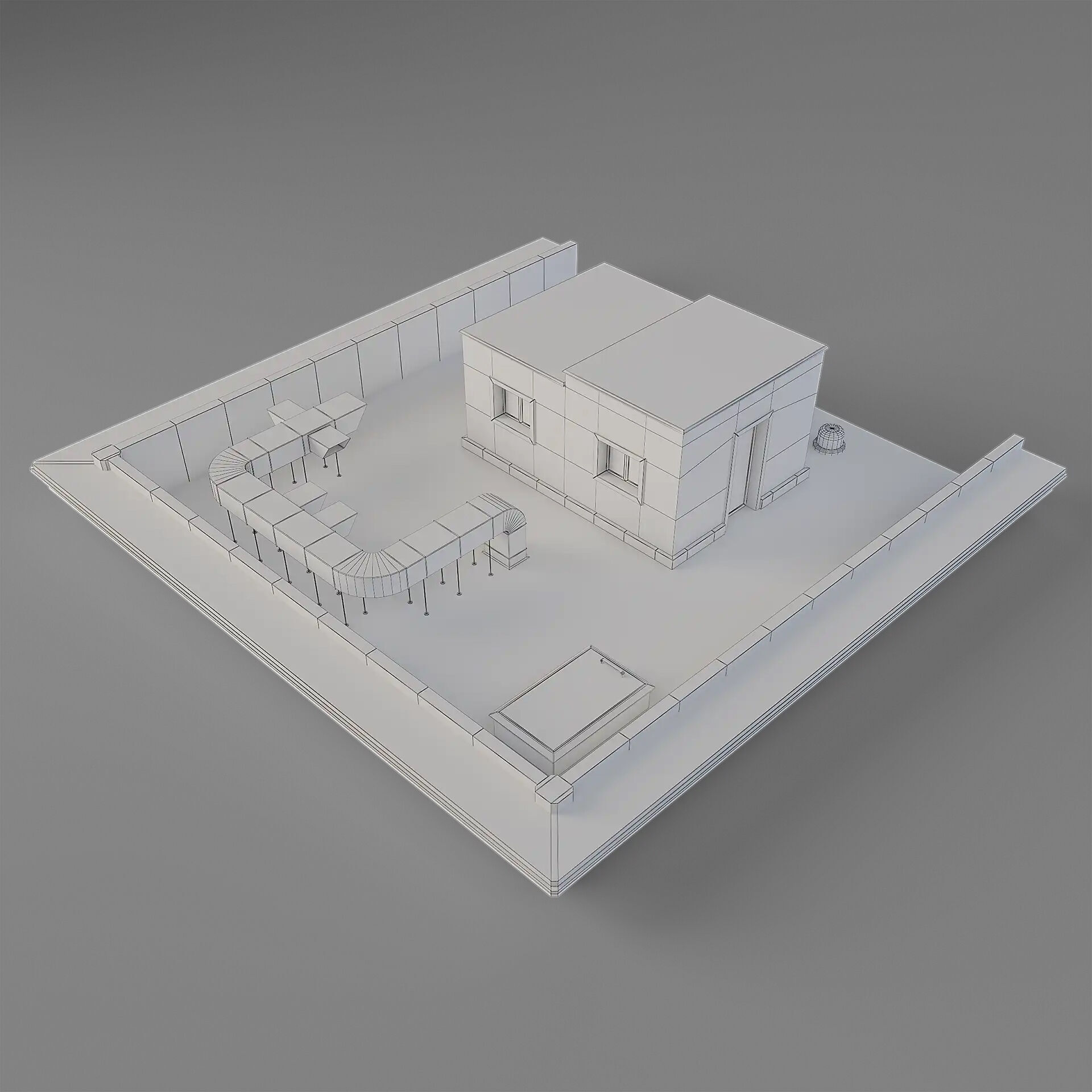 Tenement Building Roof Floor Low-poly 3D model_7