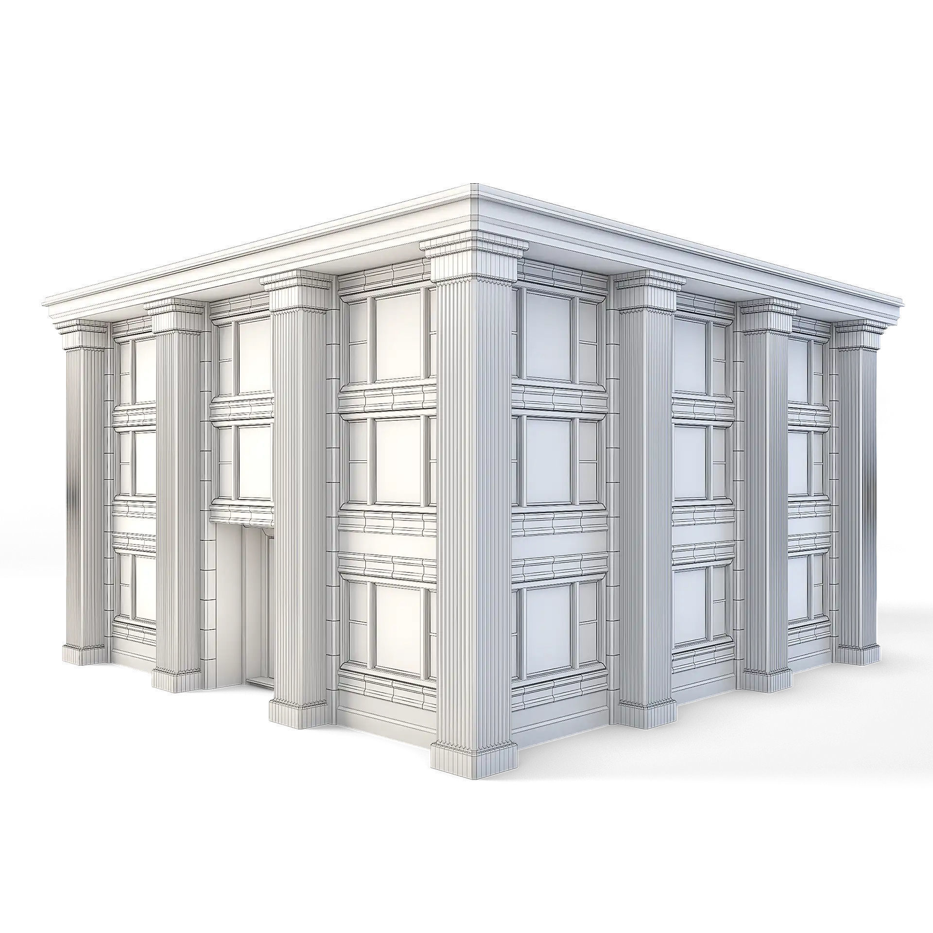 Tenement Building Ground Floor Low-poly 3D model_1