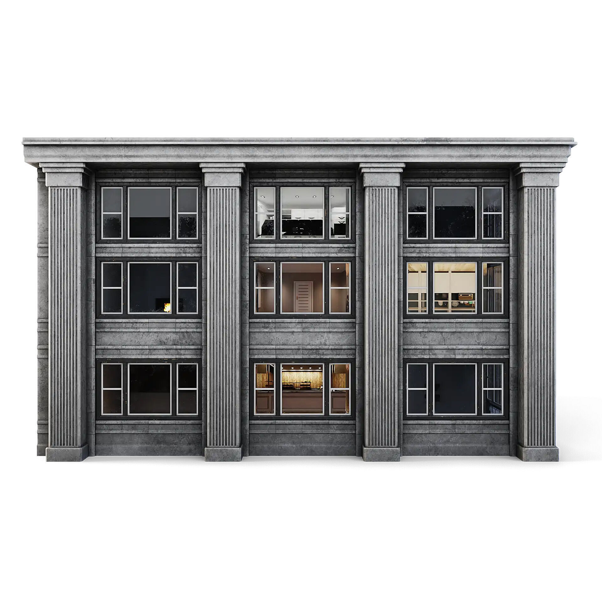 Tenement Building Ground Floor Low-poly 3D model_6