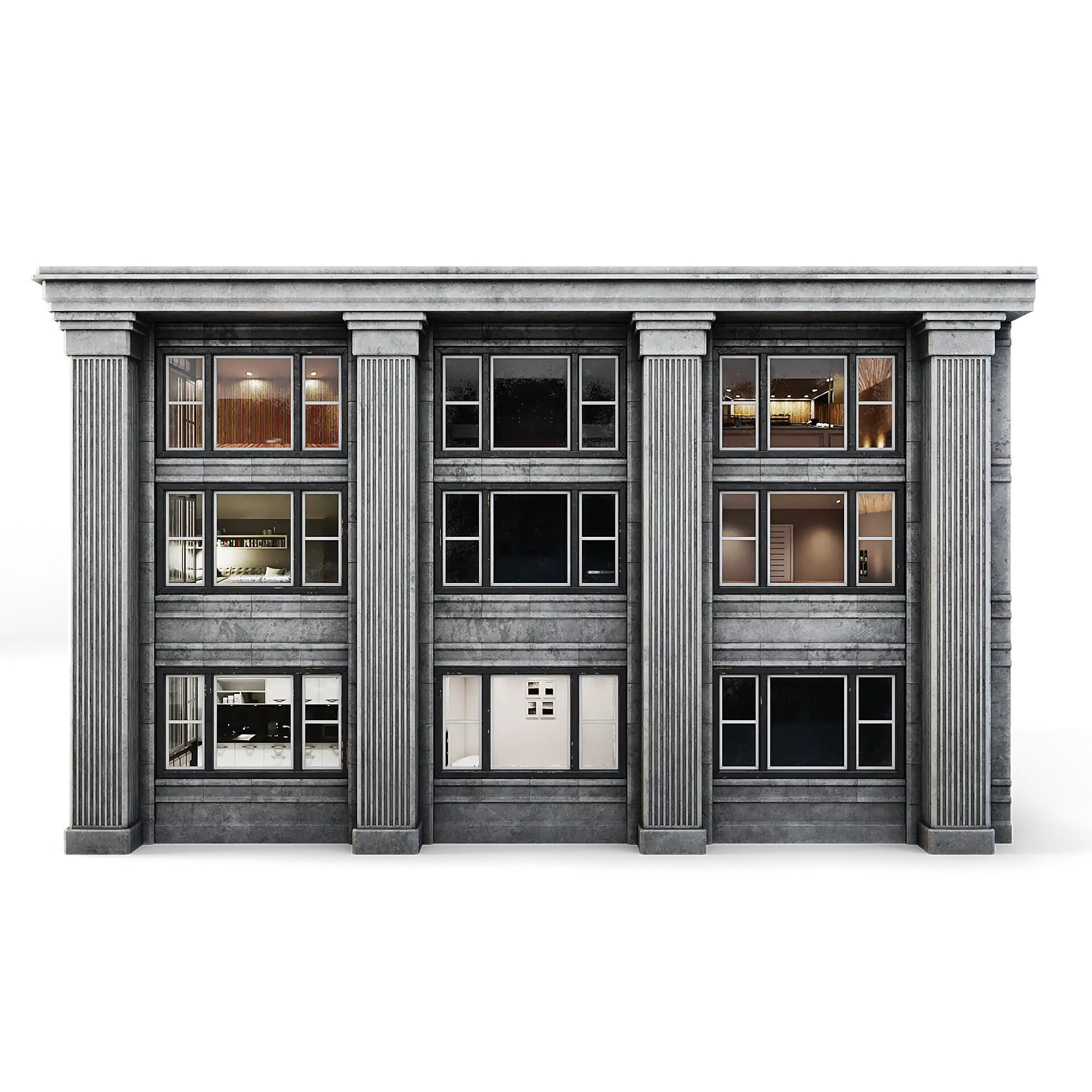 Tenement Building Ground Floor Low-poly 3D model_4