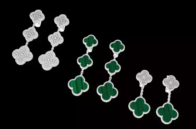 Flower earrings with diamonds and mother-of-pearl collection