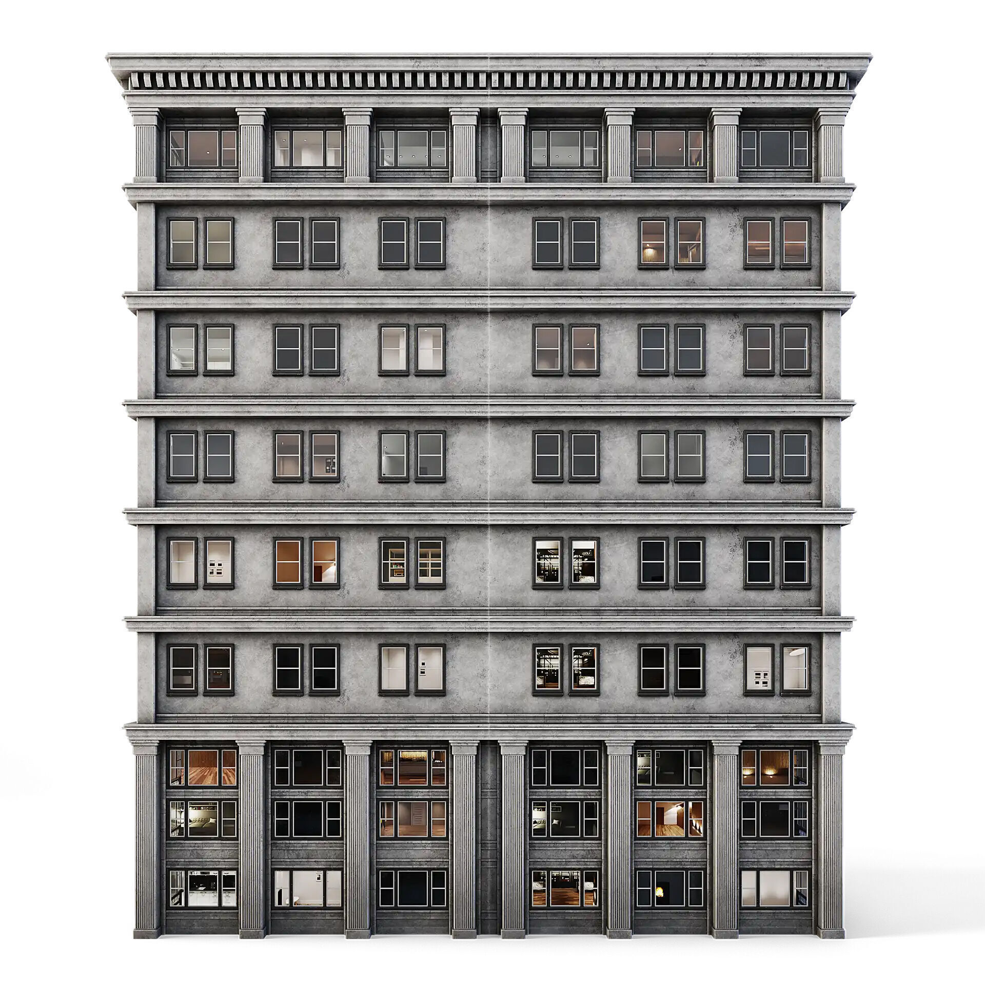 Tenement Building Low-poly 3D model_4
