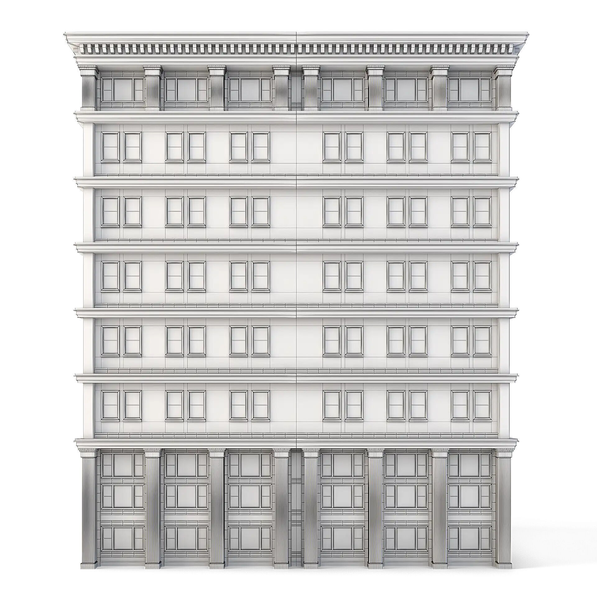Tenement Building Low-poly 3D model_5