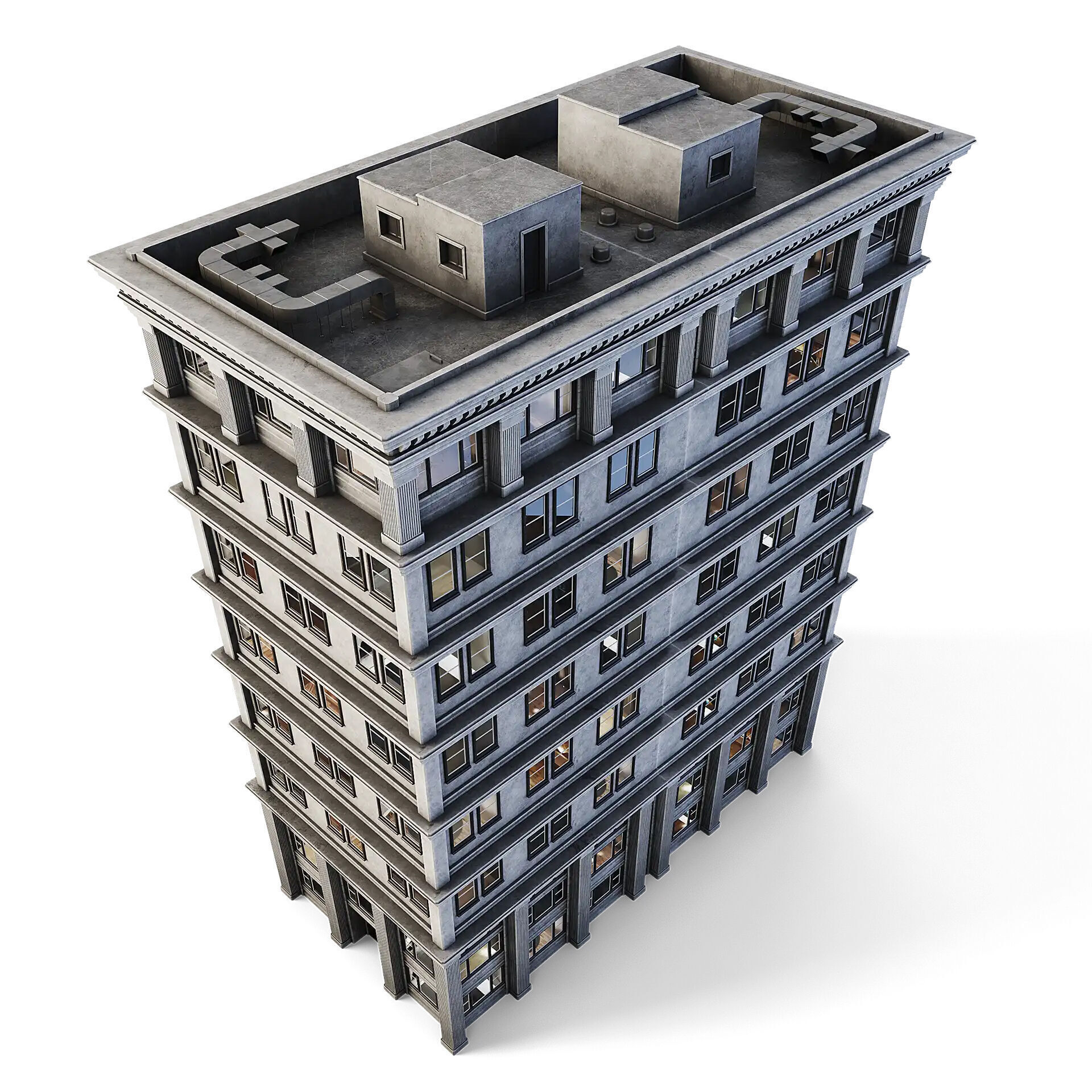 Tenement Building Low-poly 3D model_6