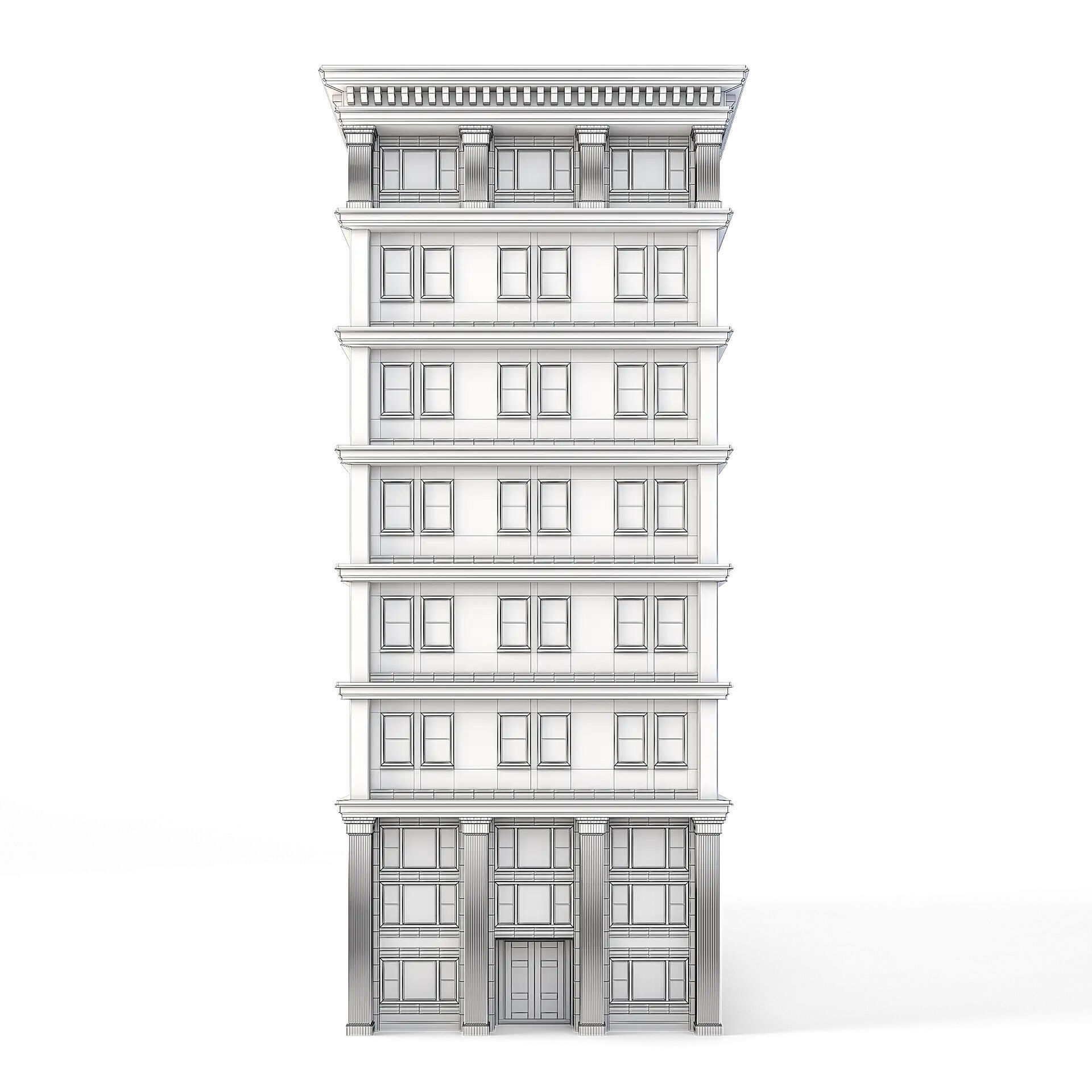 Tenement Building Low-poly 3D model_3