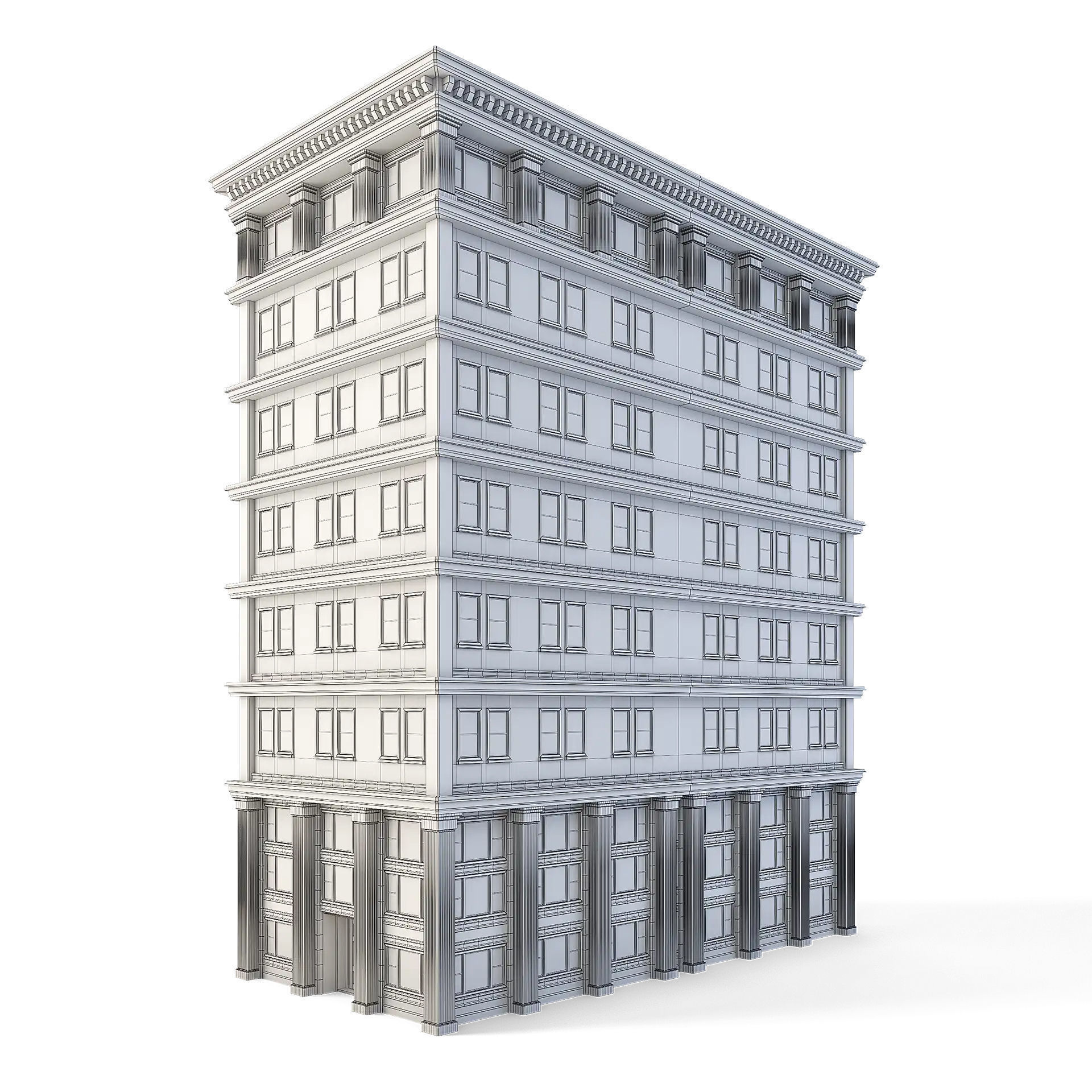Tenement Building Low-poly 3D model_1