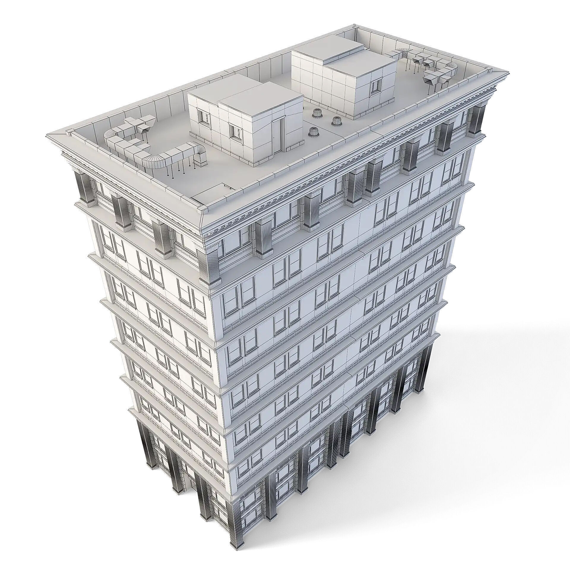 Tenement Building Low-poly 3D model_7