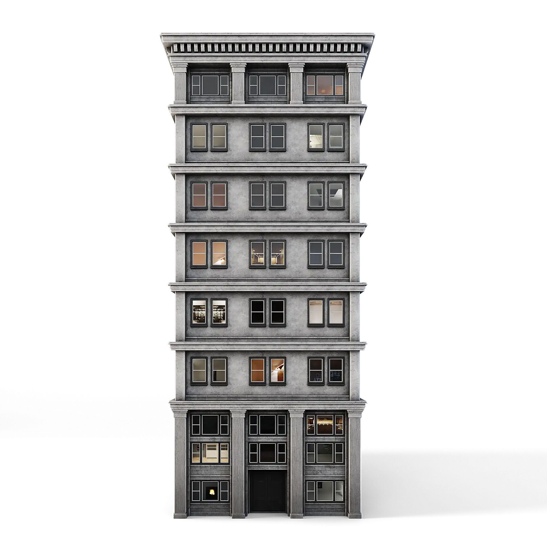 Tenement Building Low-poly 3D model_2
