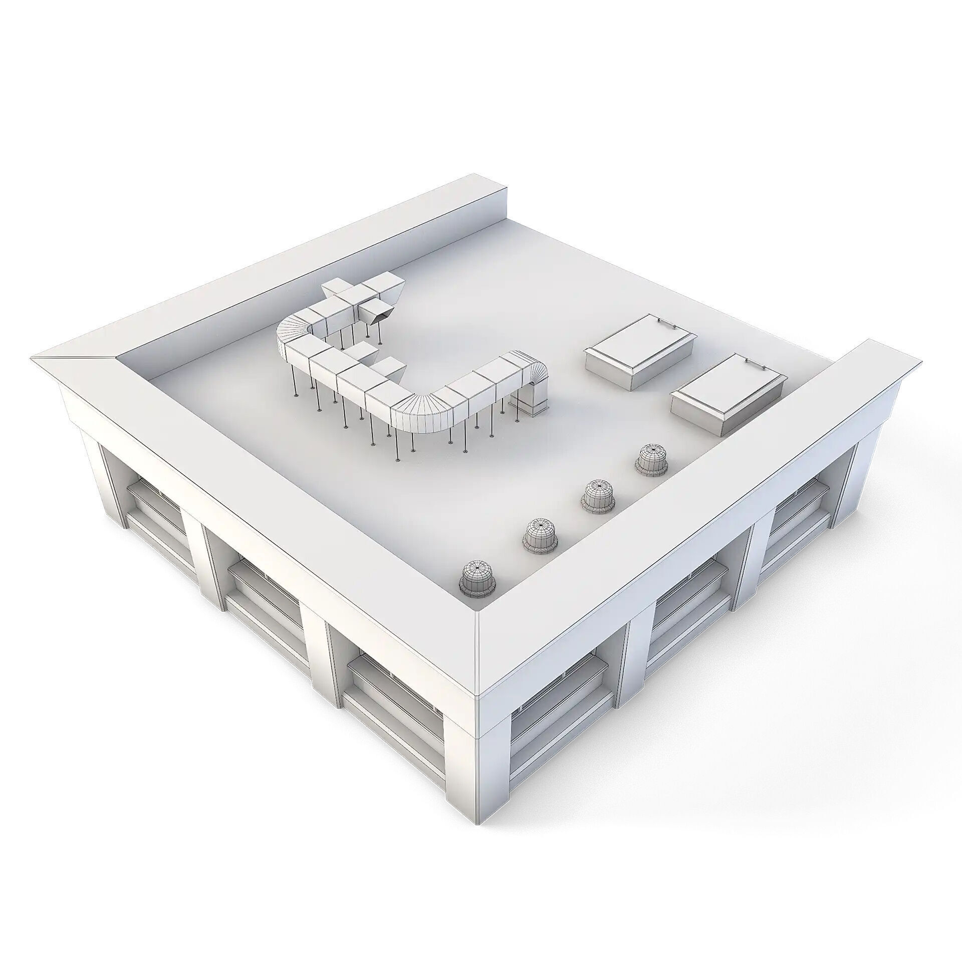 Tenement Building Roof Floor Low-poly 3D model_7