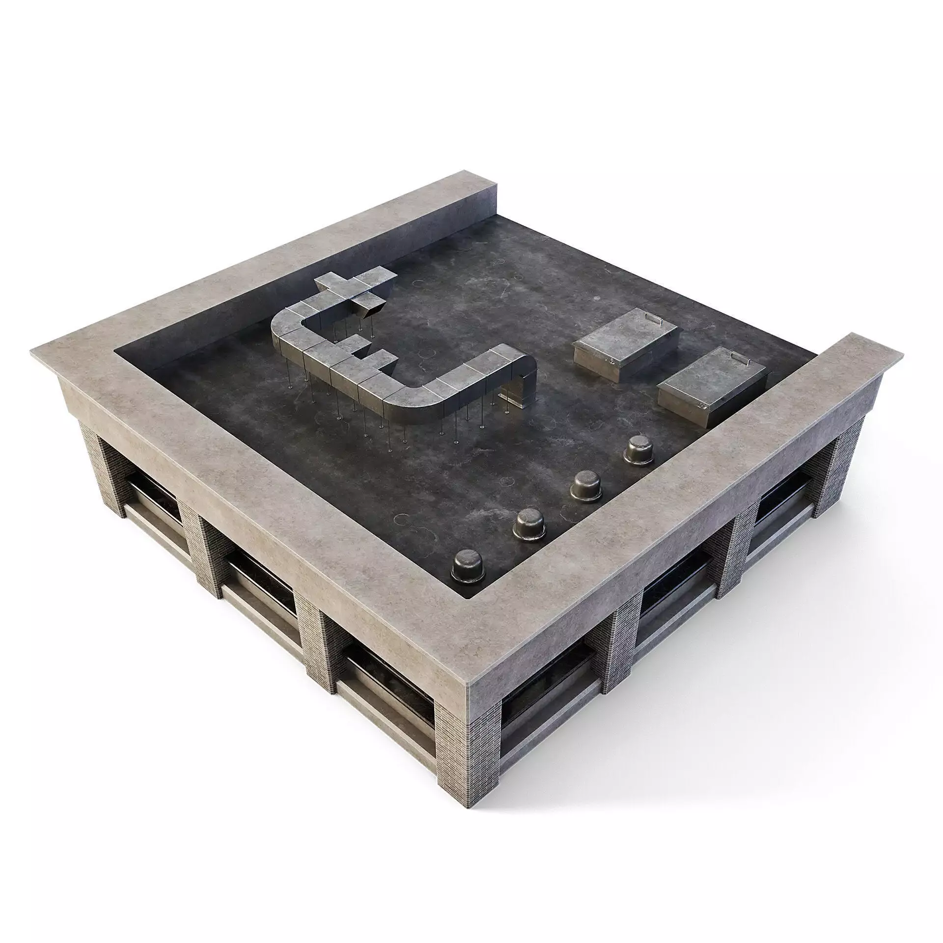 Tenement Building Roof Floor Low-poly 3D model_0