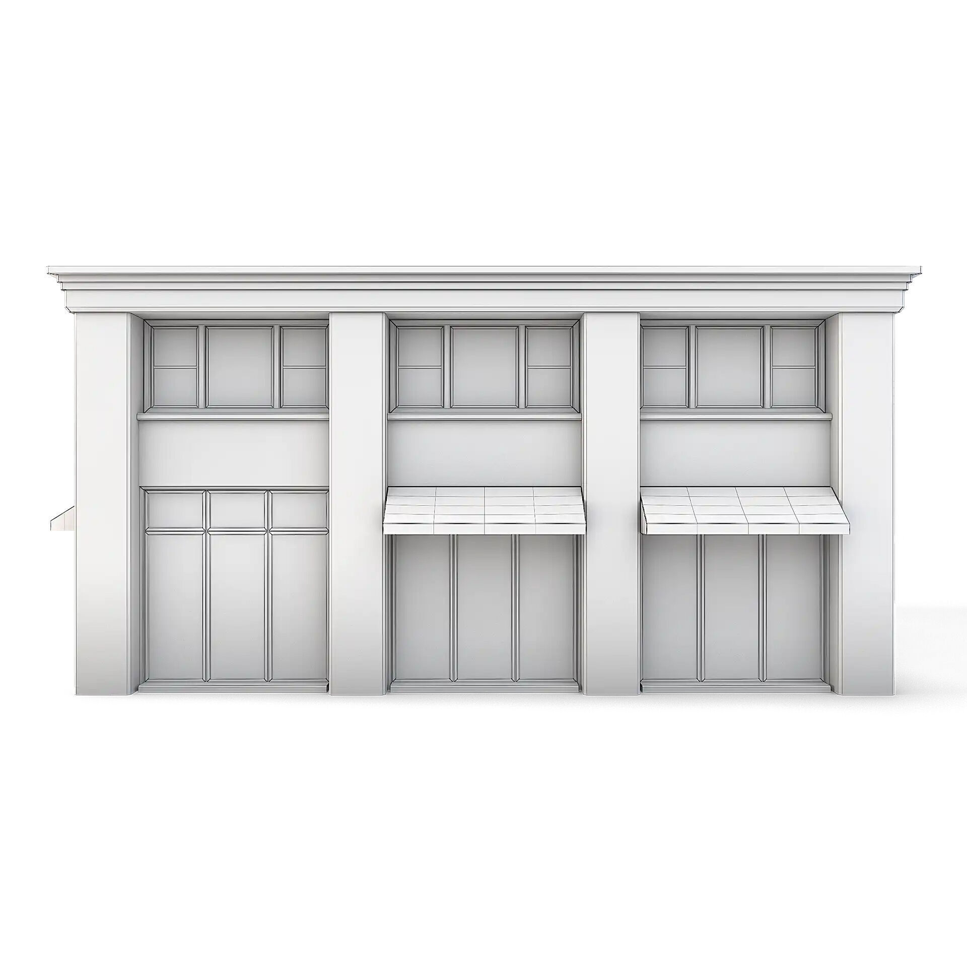 Tenement Building Ground Floor Low-poly 3D model_3