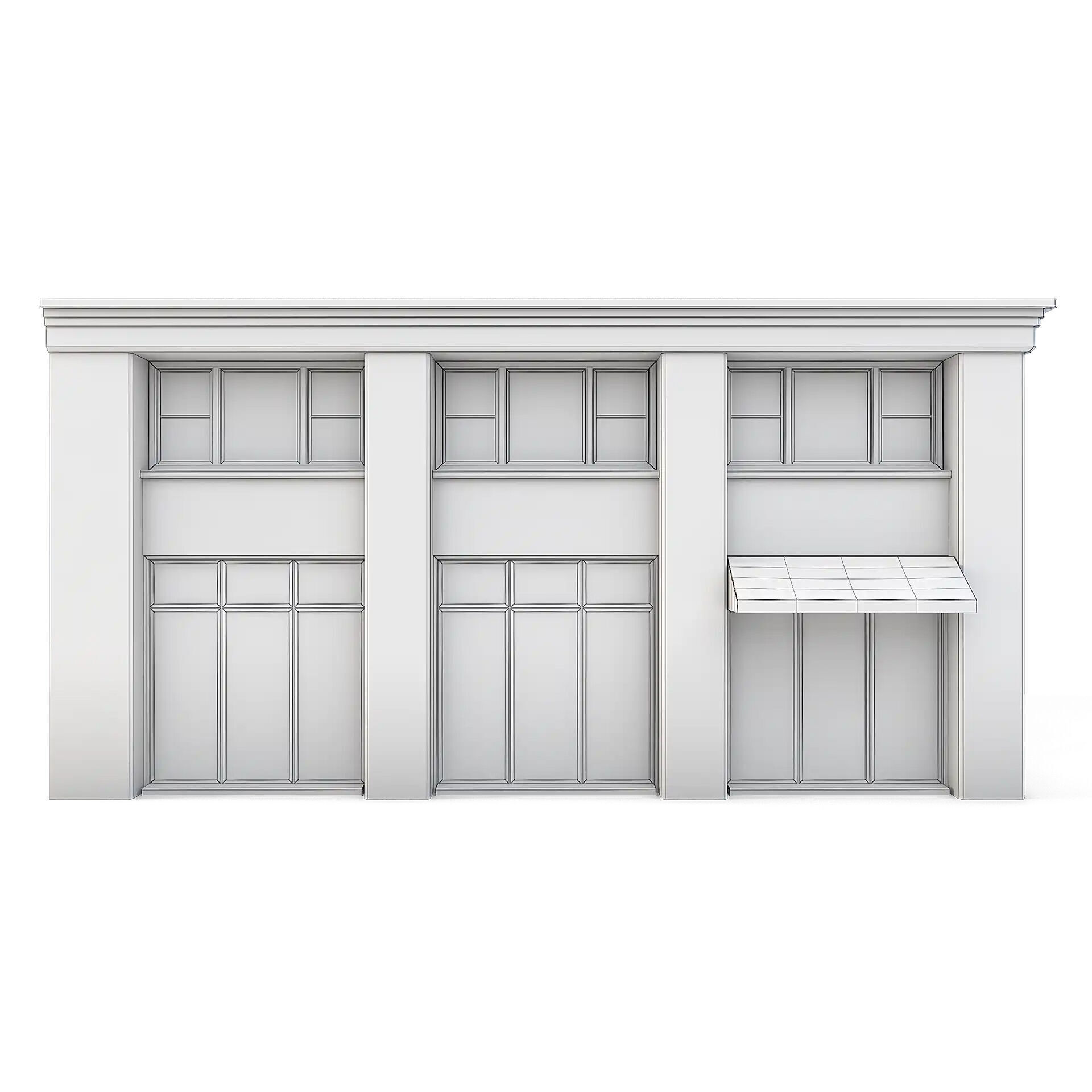 Tenement Building Ground Floor Low-poly 3D model_7