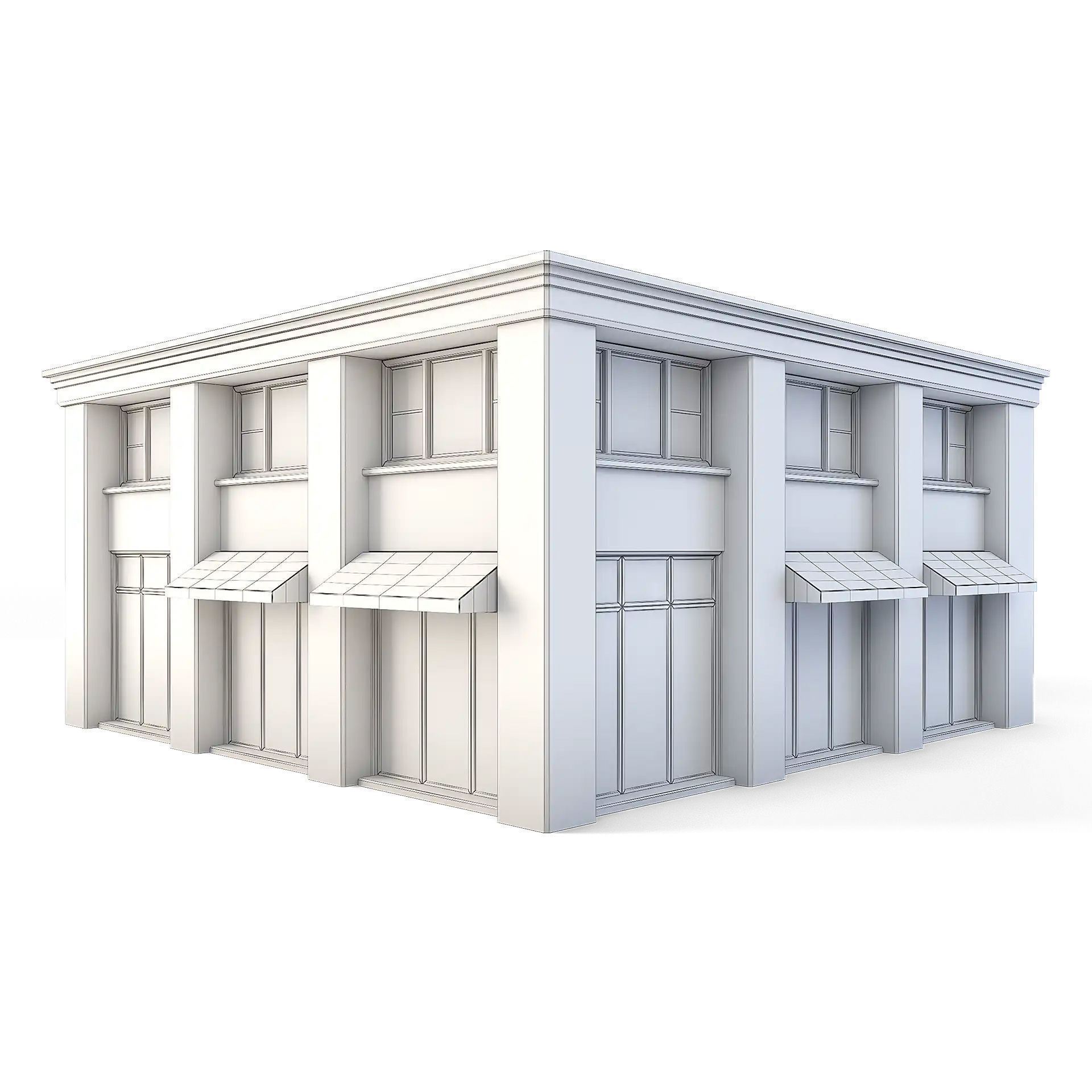 Tenement Building Ground Floor Low-poly 3D model_1