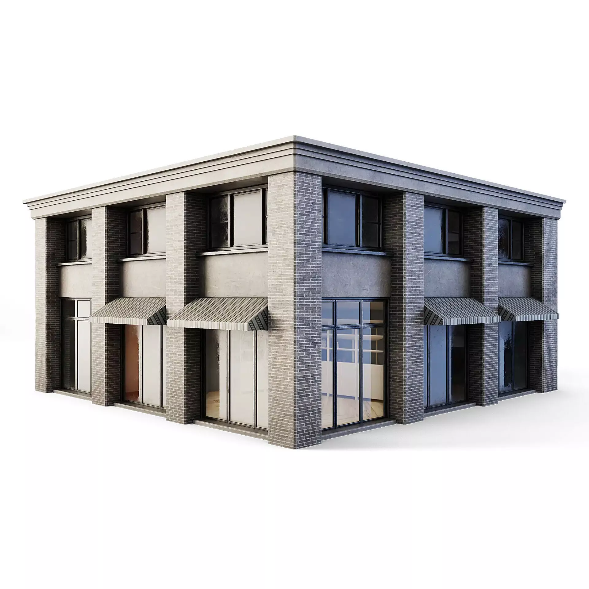 Tenement Building Ground Floor Low-poly 3D model_0