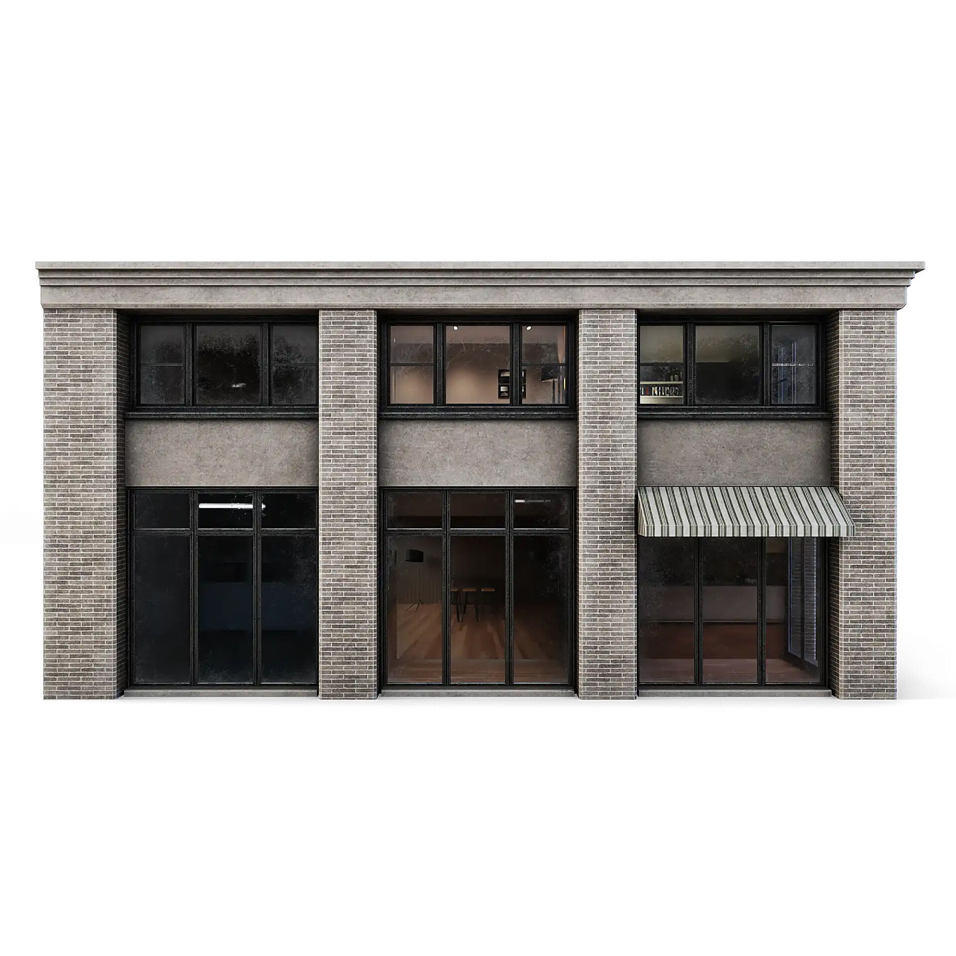 Tenement Building Ground Floor Low-poly 3D model_6