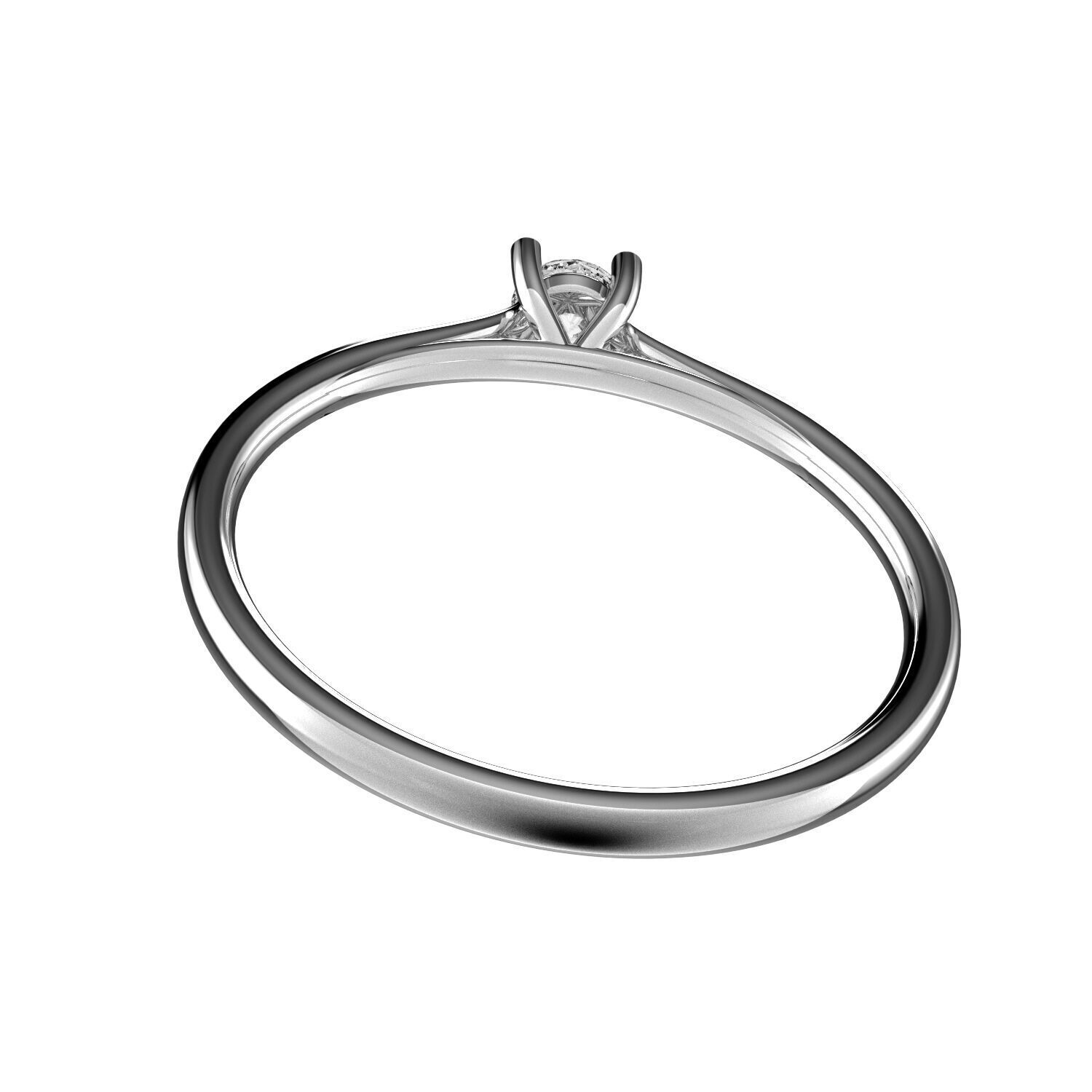 Classic Shoulder Solitaire Ring - Round 3 mm - 10 carat points 3D print model_4