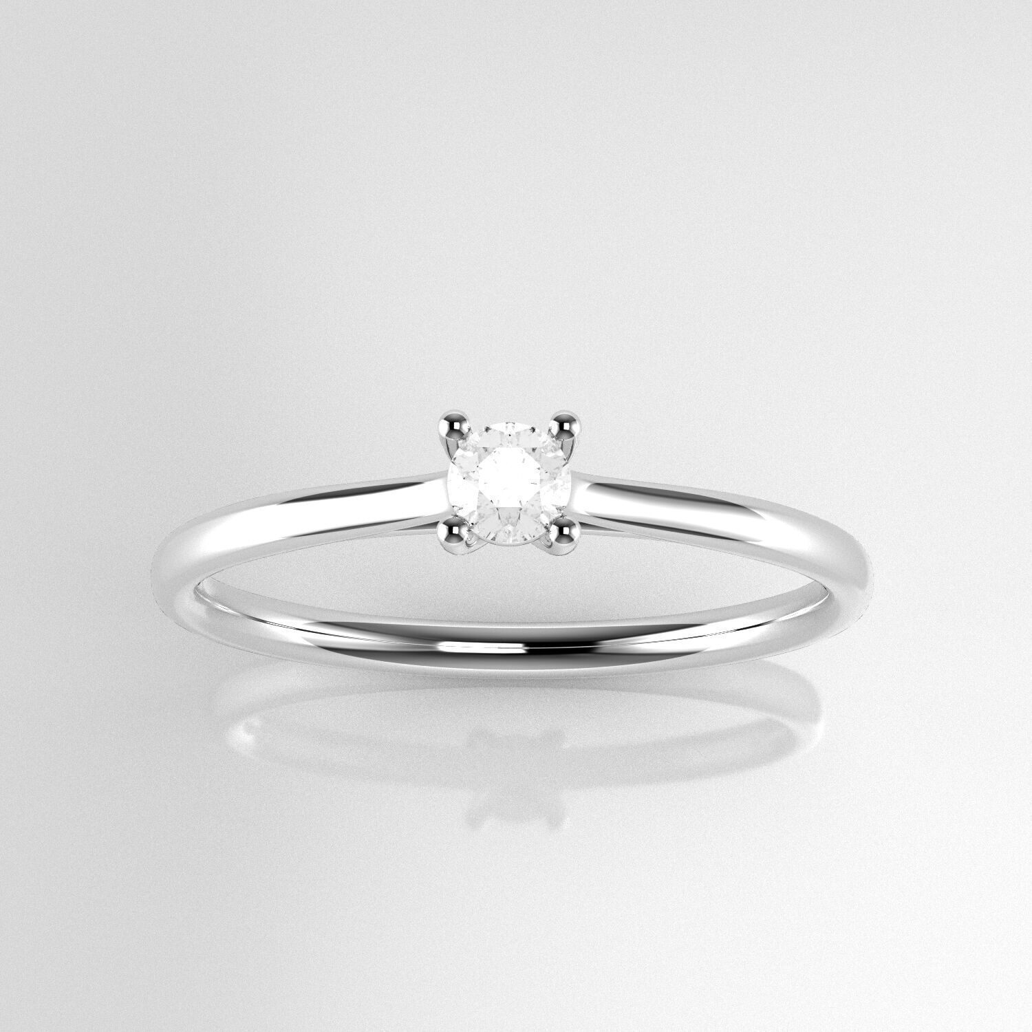 Classic Shoulder Solitaire Ring - Round 3 mm - 10 carat points 3D print model_2