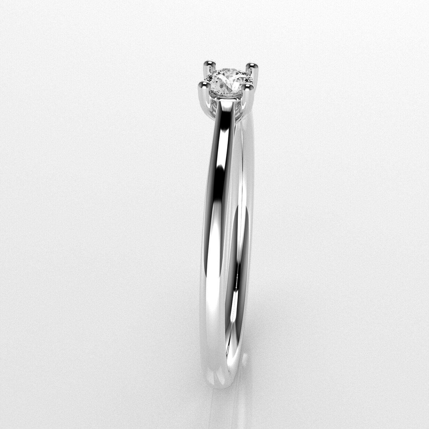 Classic Shoulder Solitaire Ring - Round 3 mm - 10 carat points 3D print model_3