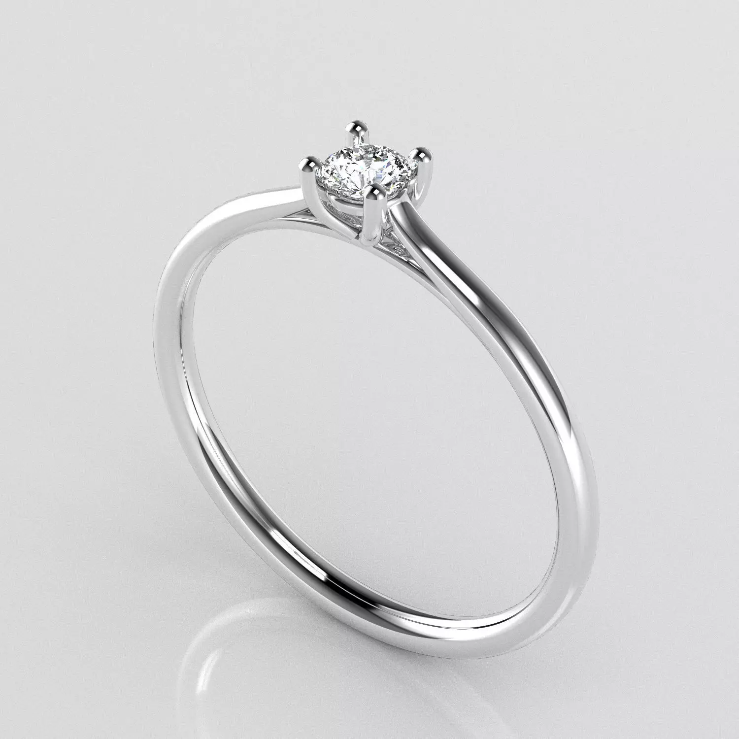 Classic Shoulder Solitaire Ring - Round 3 mm - 10 carat points 3D print model_0