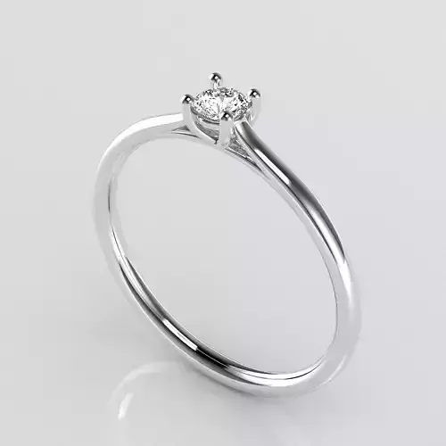 Classic Shoulder Solitaire Ring - Round 3 mm - 10 carat points 3D print model