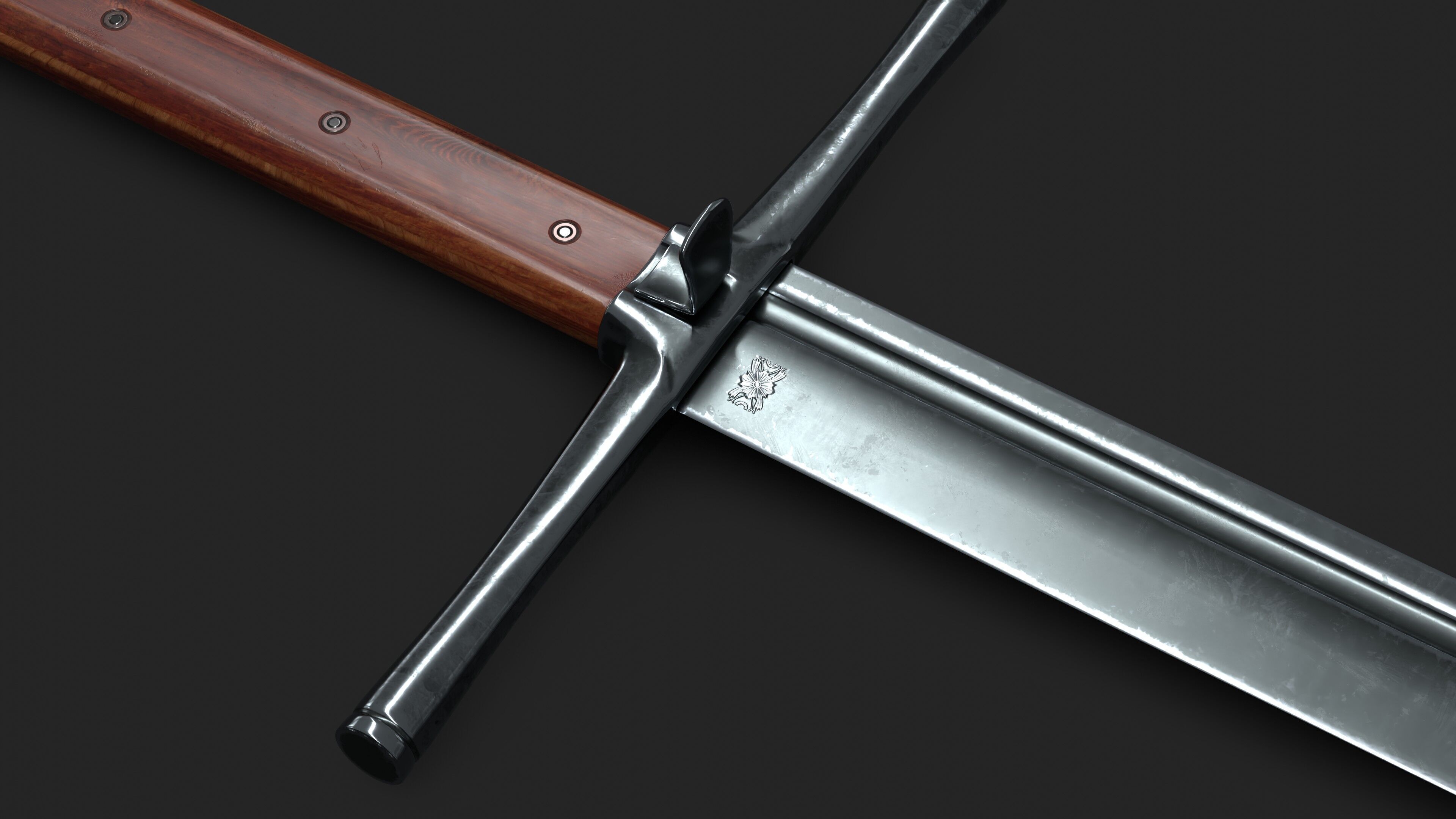 Kriegsmesser Sword Low-poly 3D model_4