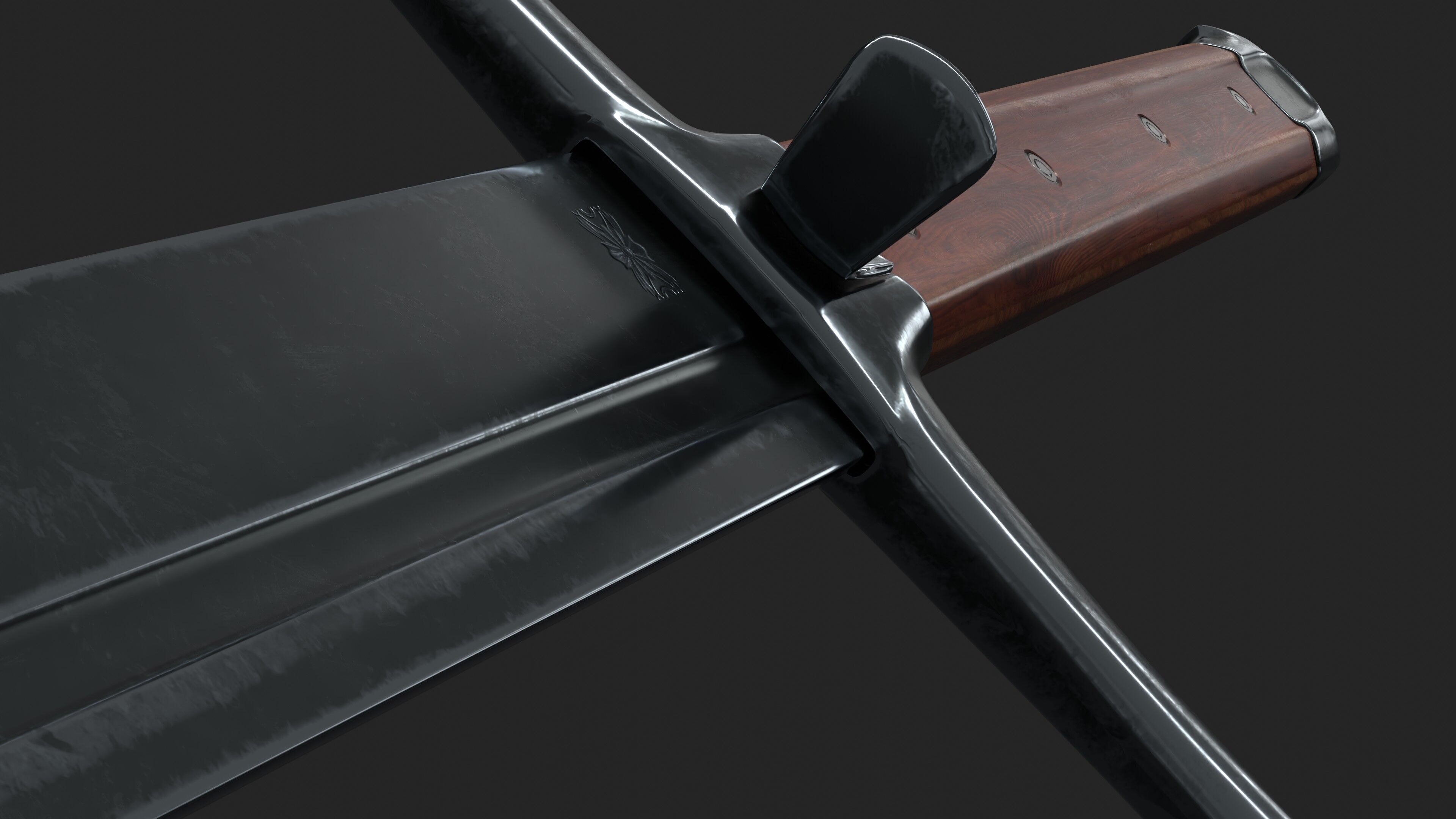 Kriegsmesser Sword Low-poly 3D model_9
