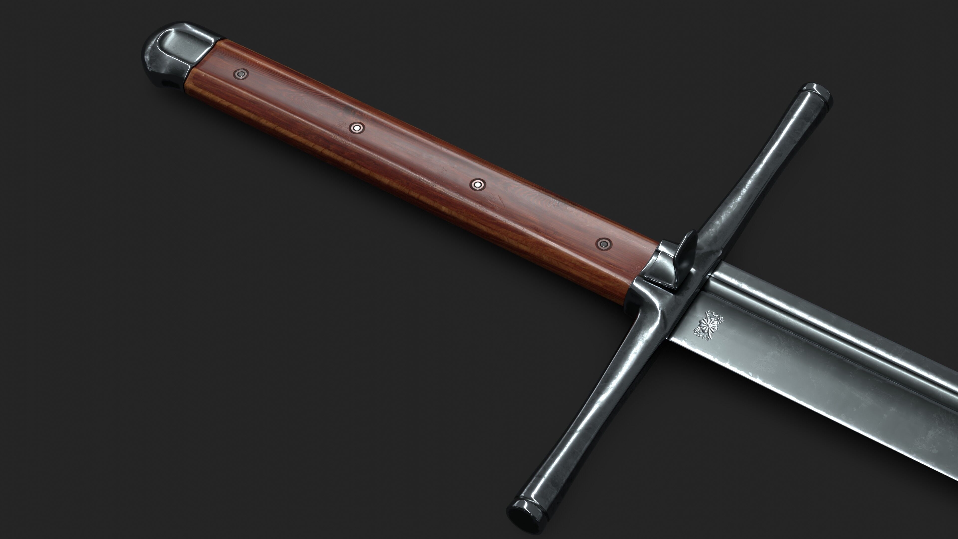 Kriegsmesser Sword Low-poly 3D model_2
