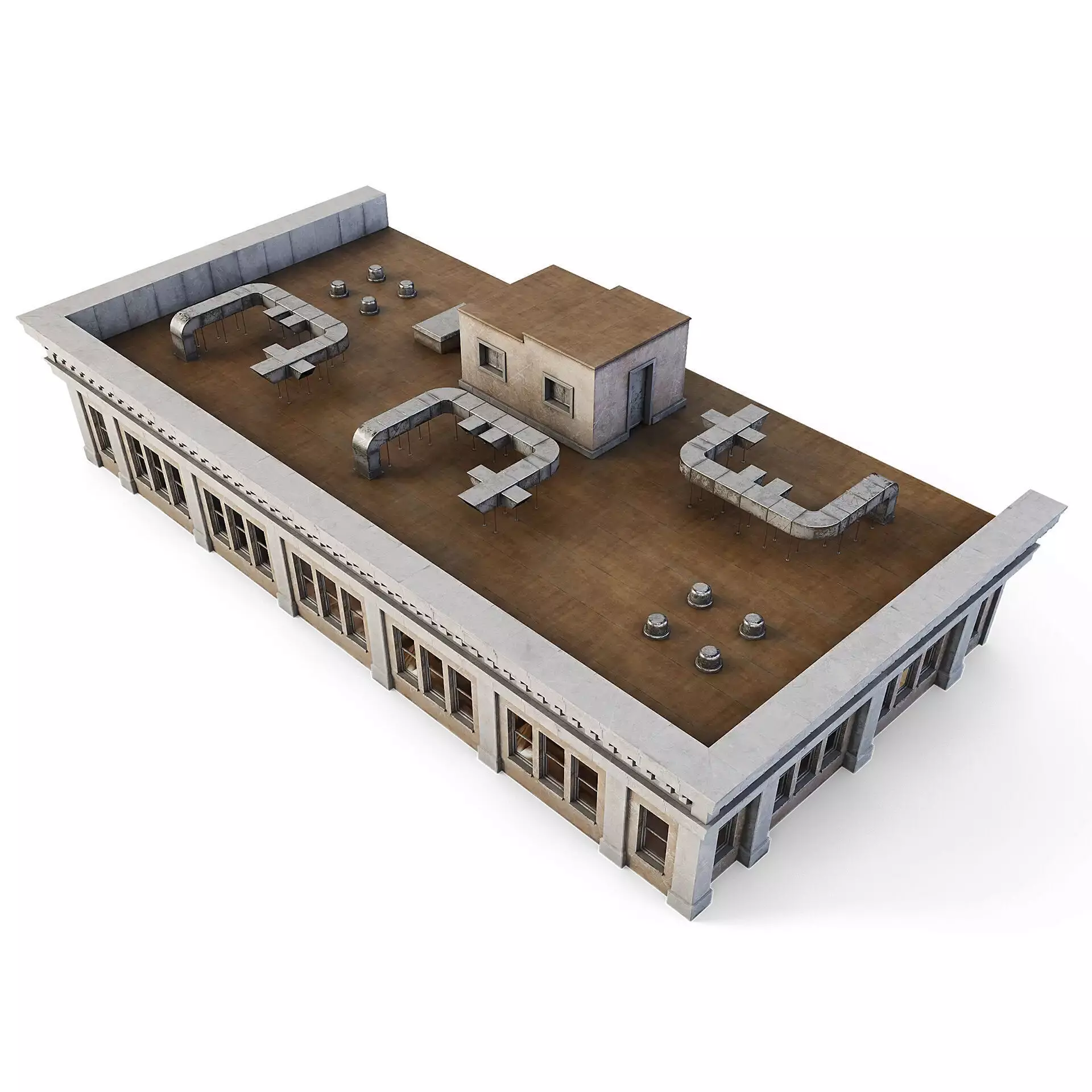 Tenement Building Roof Floor Low-poly 3D model_0