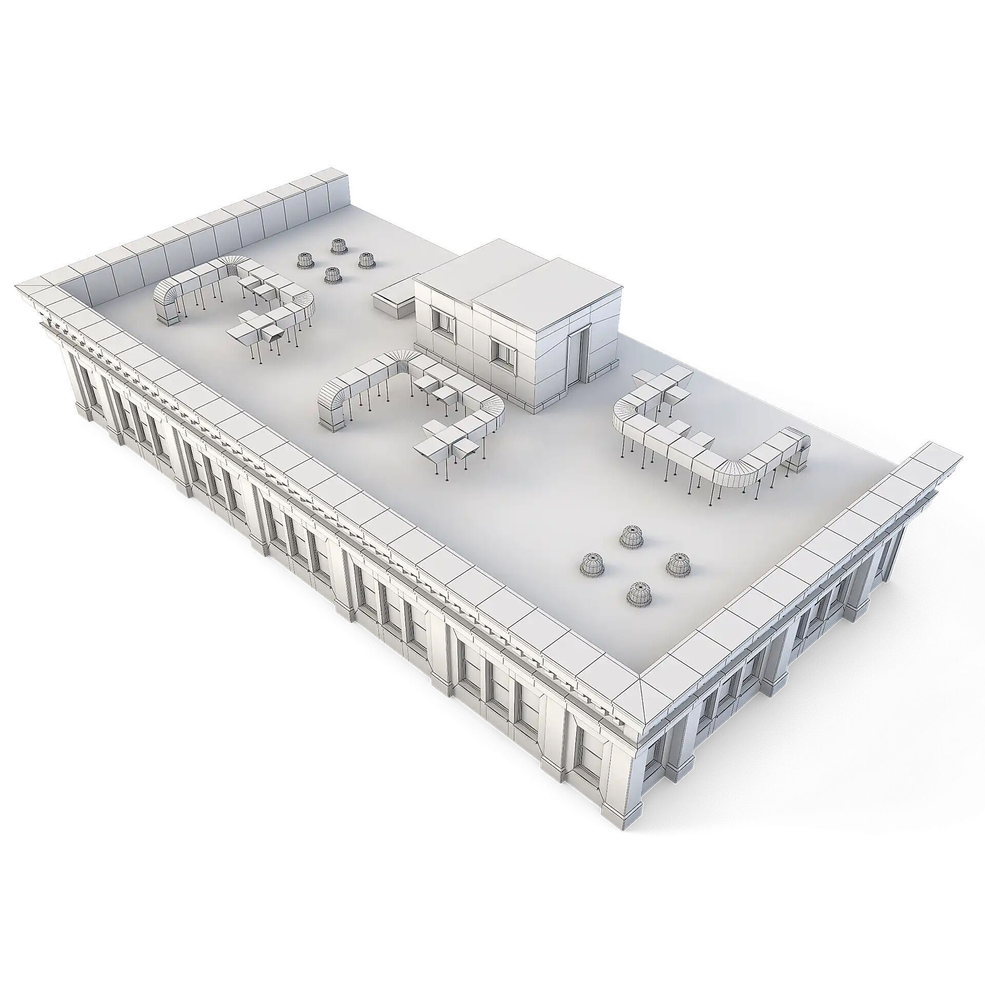 Tenement Building Roof Floor Low-poly 3D model_7