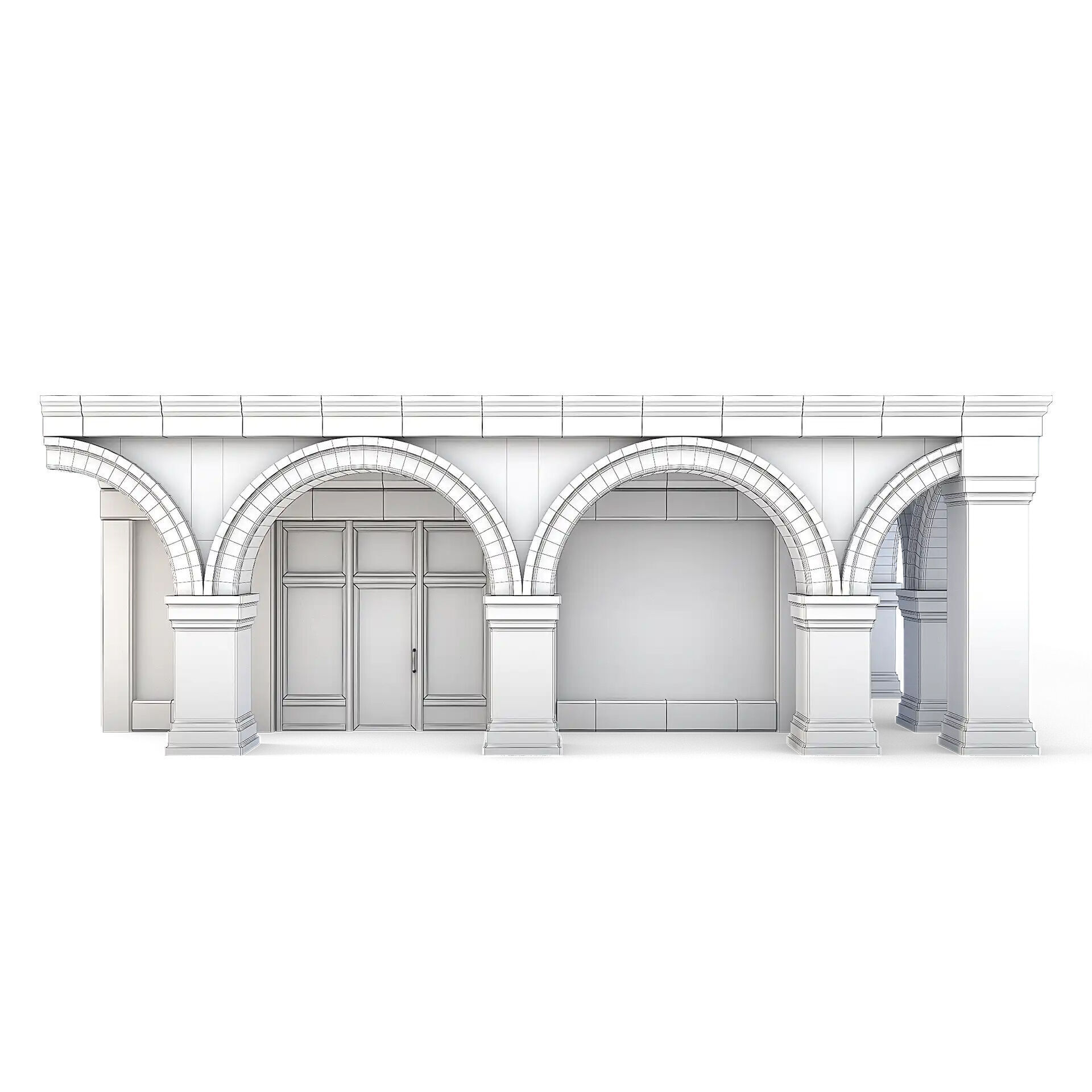 Tenement Building Ground Floor Low-poly 3D model_7