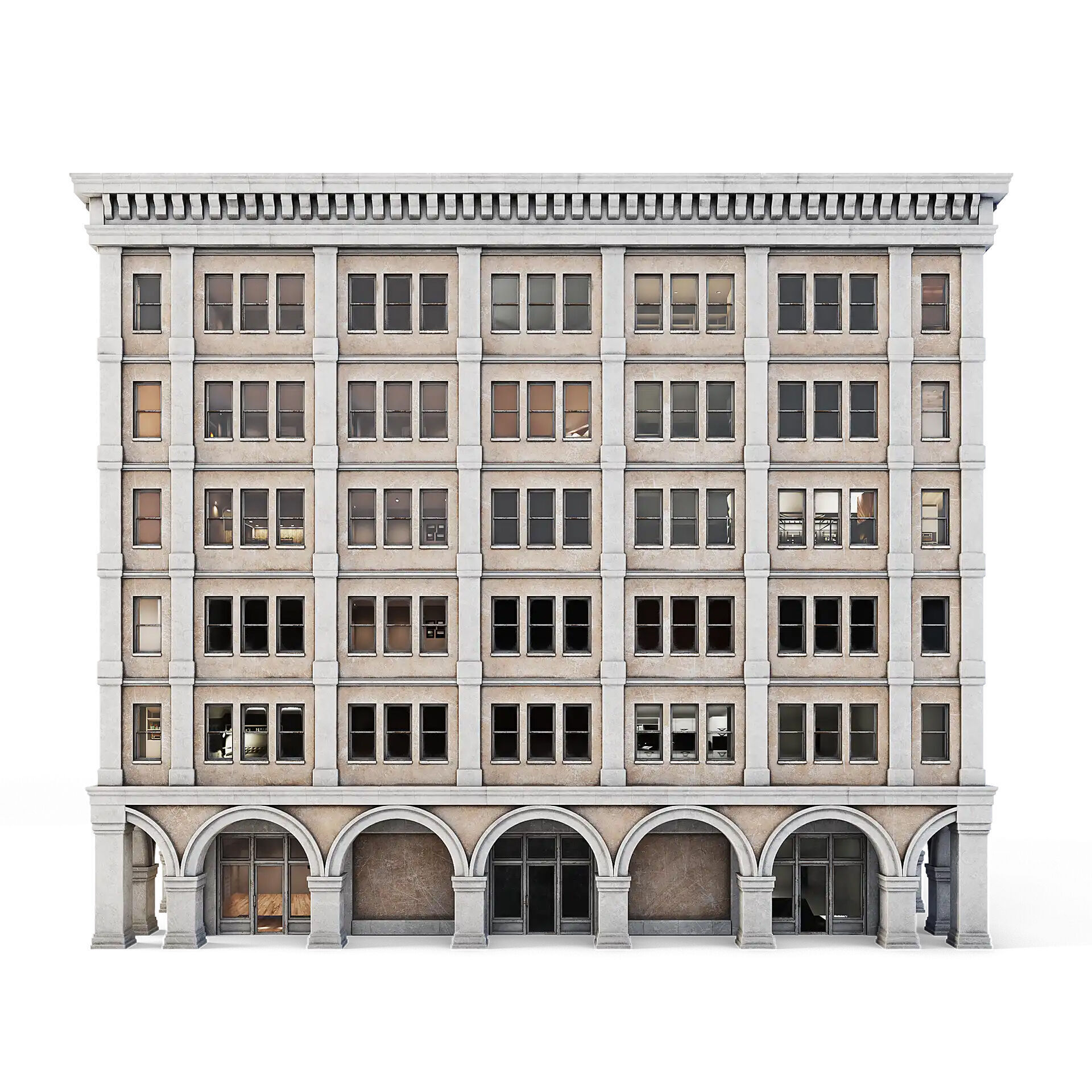 Tenement Building Low-poly 3D model_2