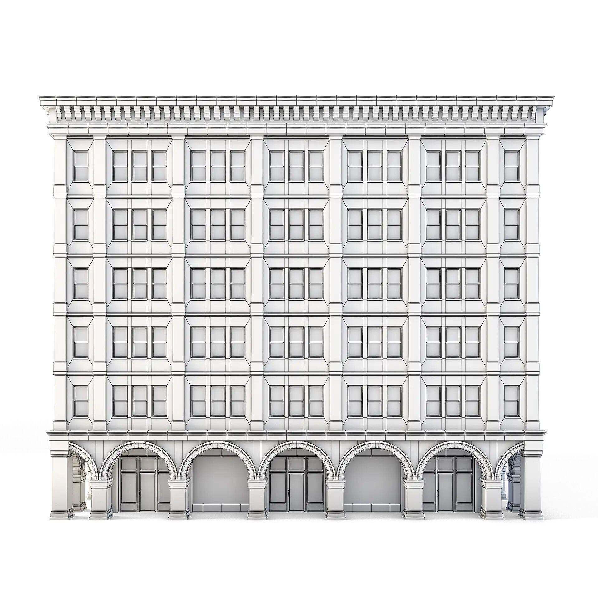 Tenement Building Low-poly 3D model_3