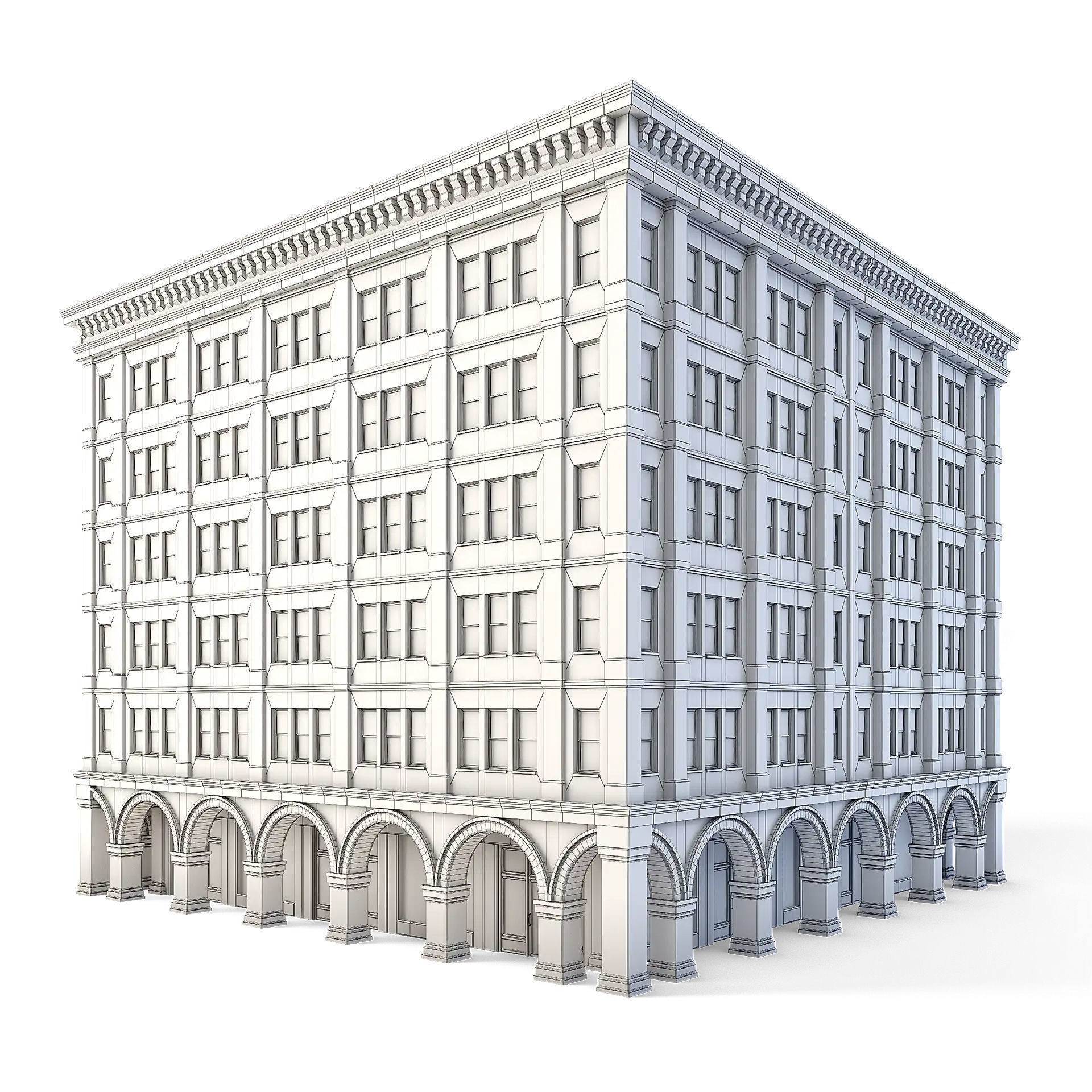 Tenement Building Low-poly 3D model_1