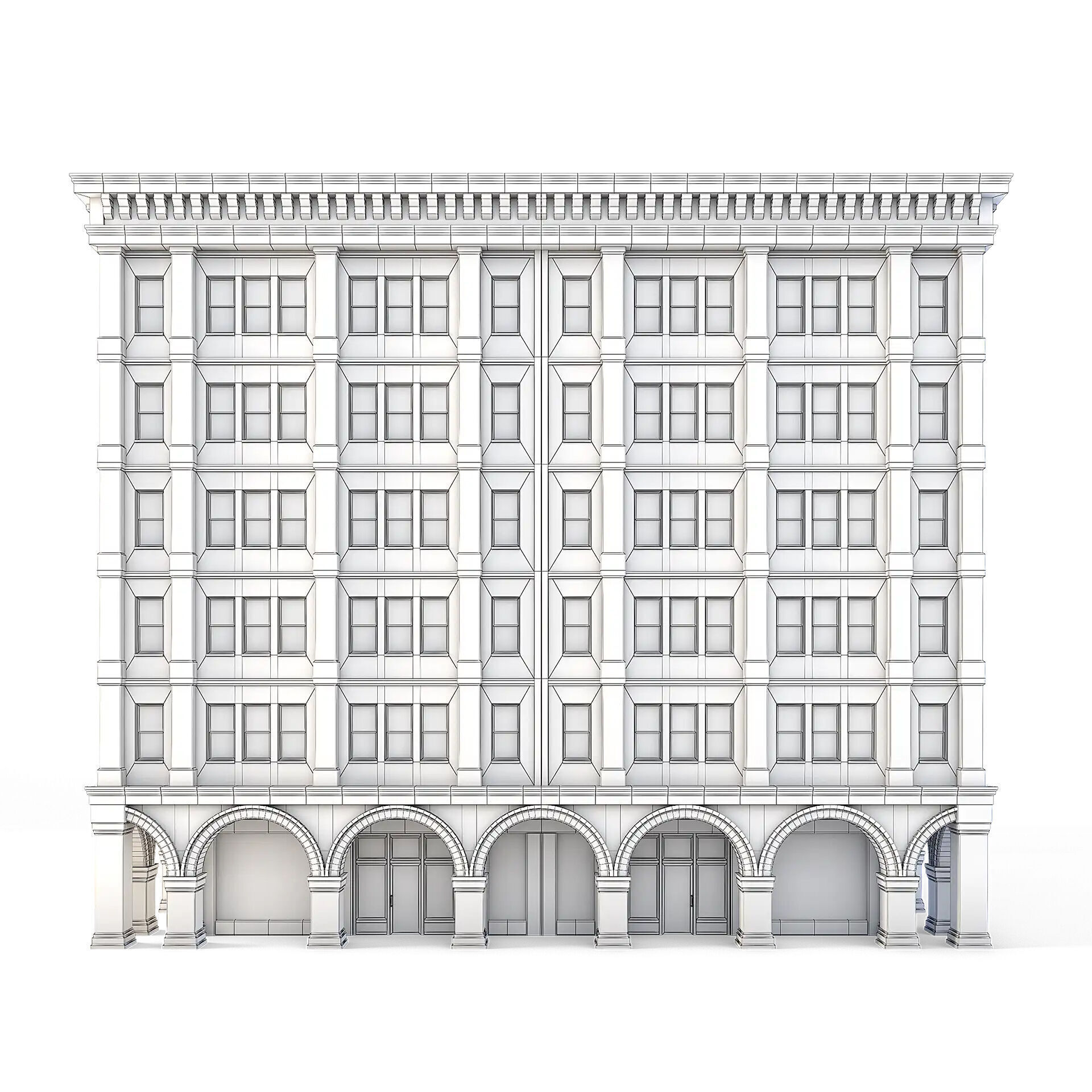 Tenement Building Low-poly 3D model_5