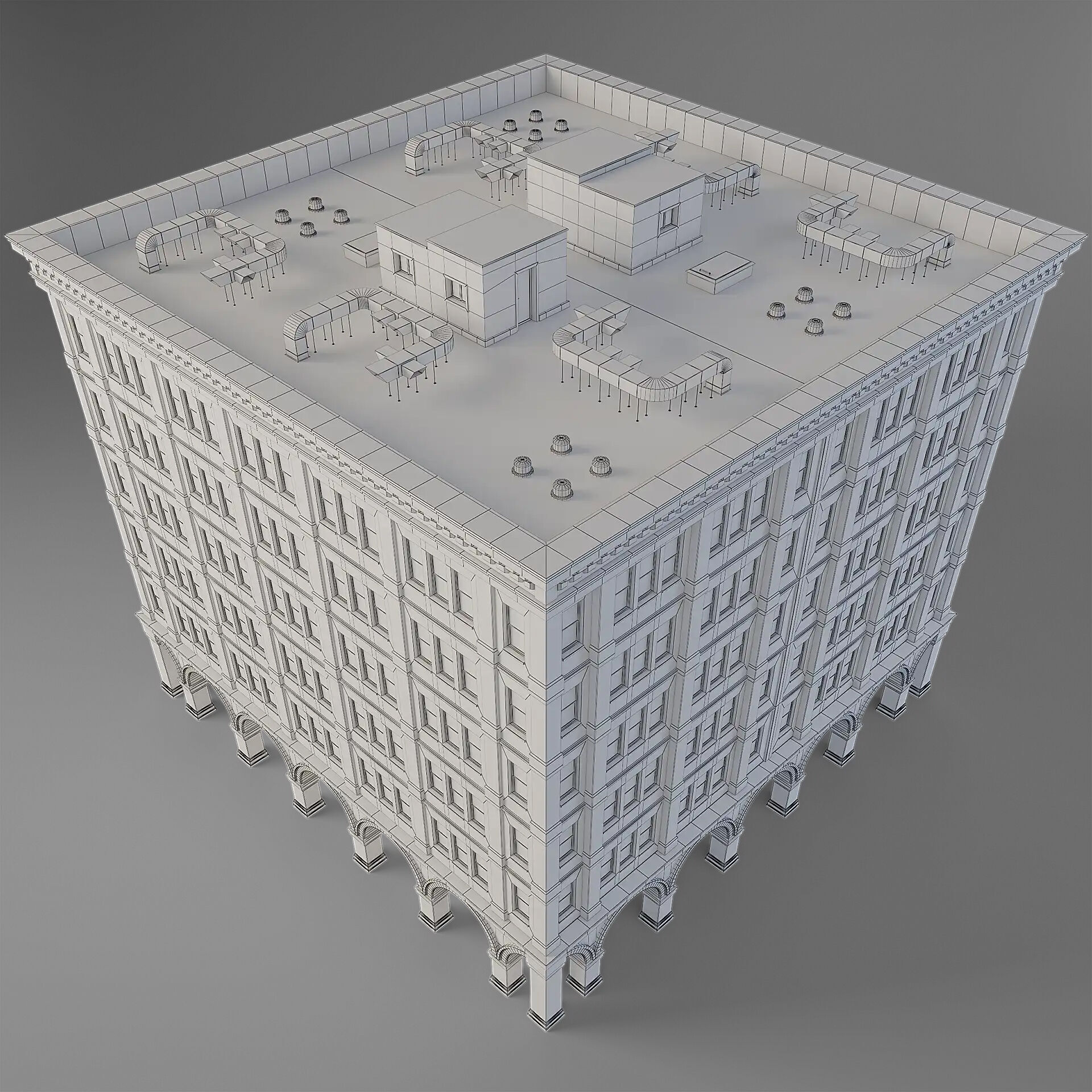 Tenement Building Low-poly 3D model_7