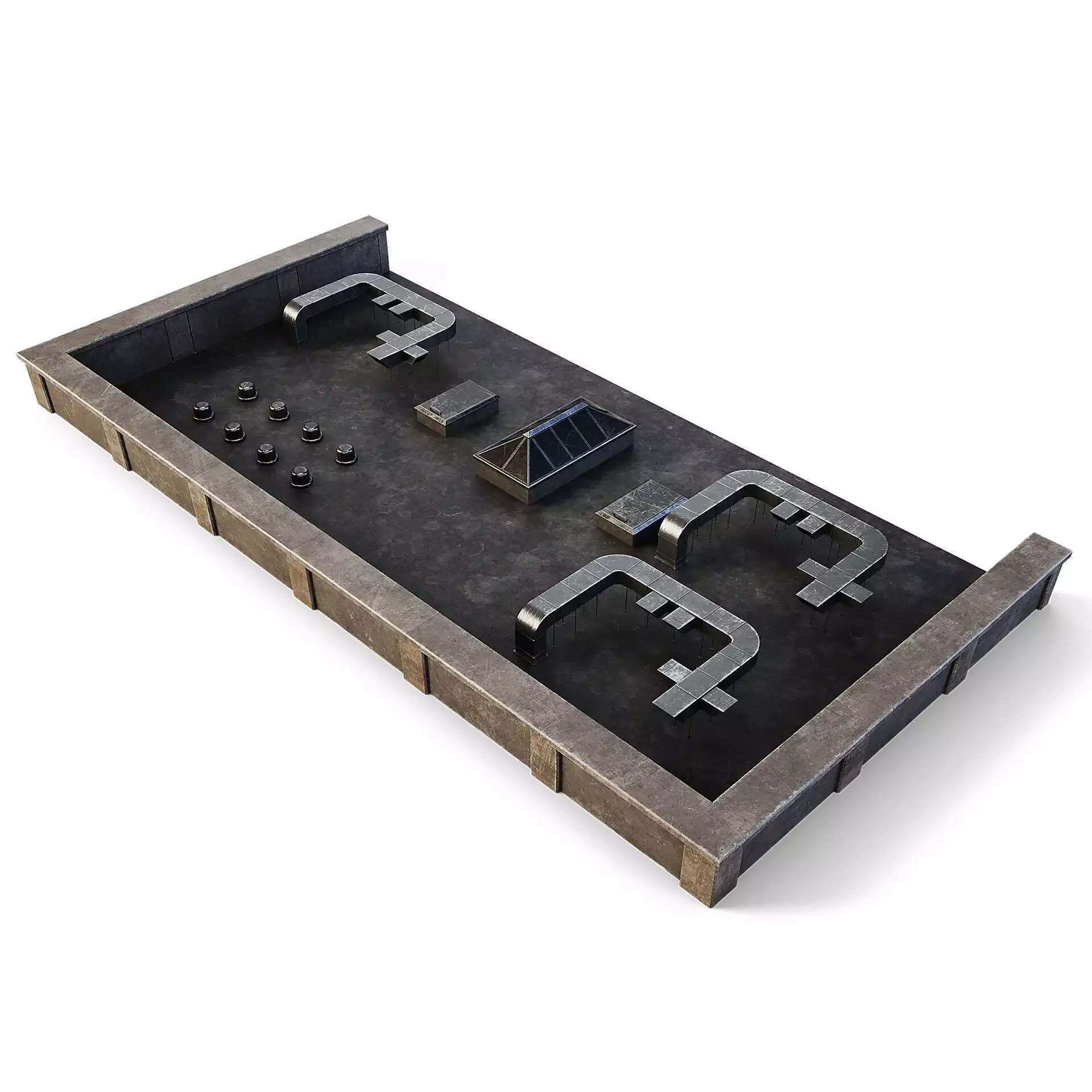 Tenement Building Roof Floor Low-poly 3D model_0