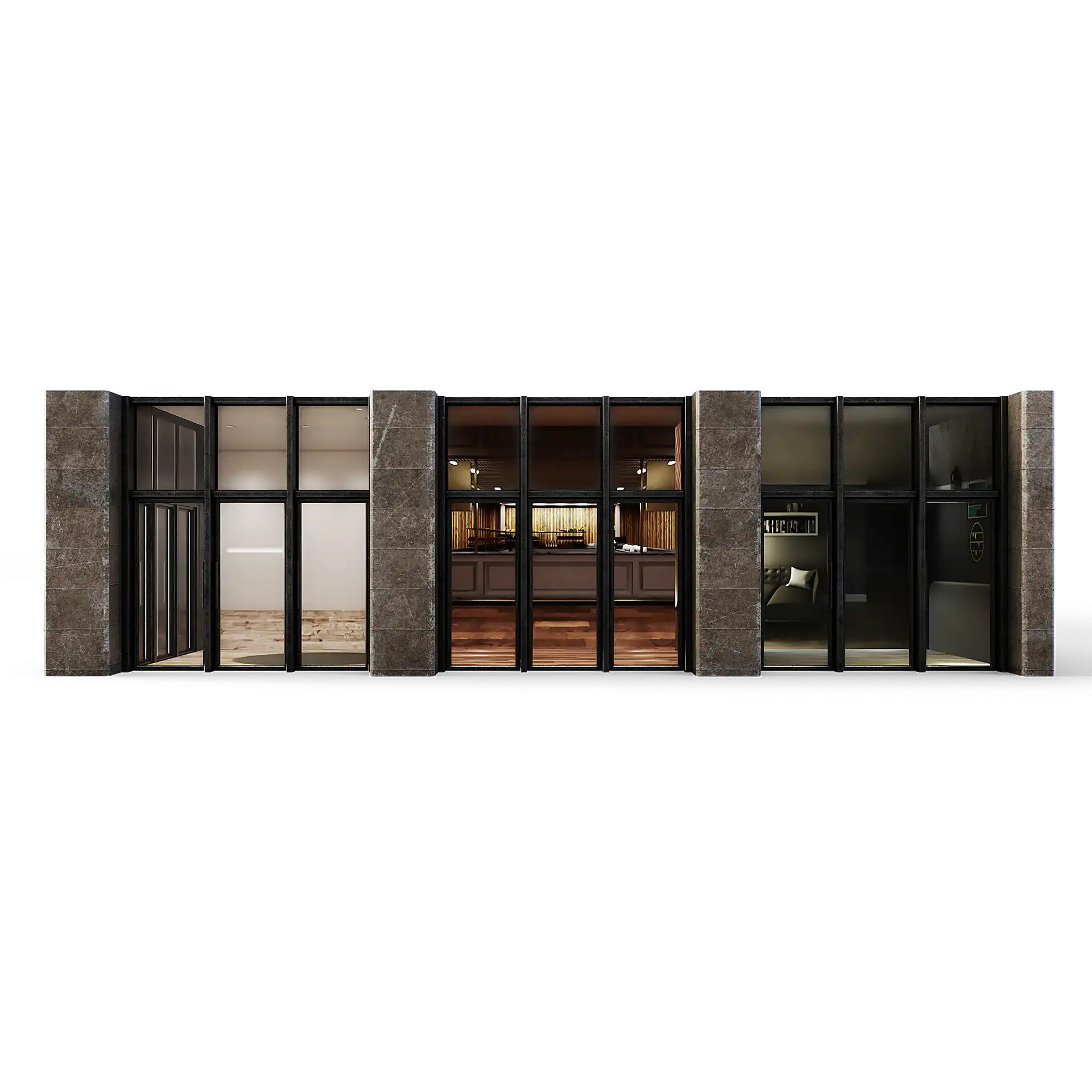 Tenement Building Ground Floor Low-poly 3D model_4