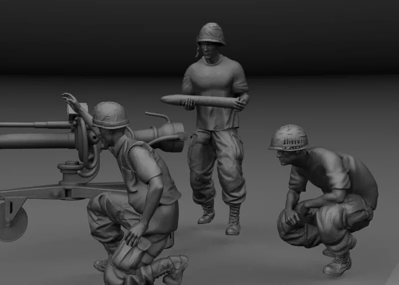 M40 VIETNAM RECOILLESS GUN WITH ITS GUNNER 3D print model