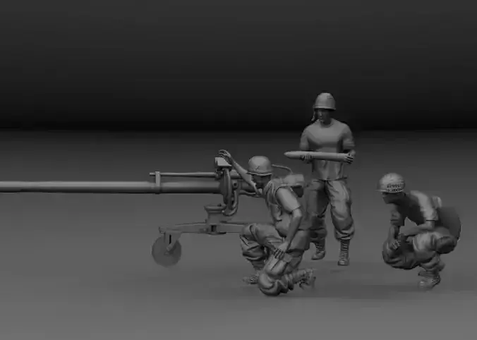 M40 VIETNAM RECOILLESS GUN WITH ITS GUNNER 3D print model