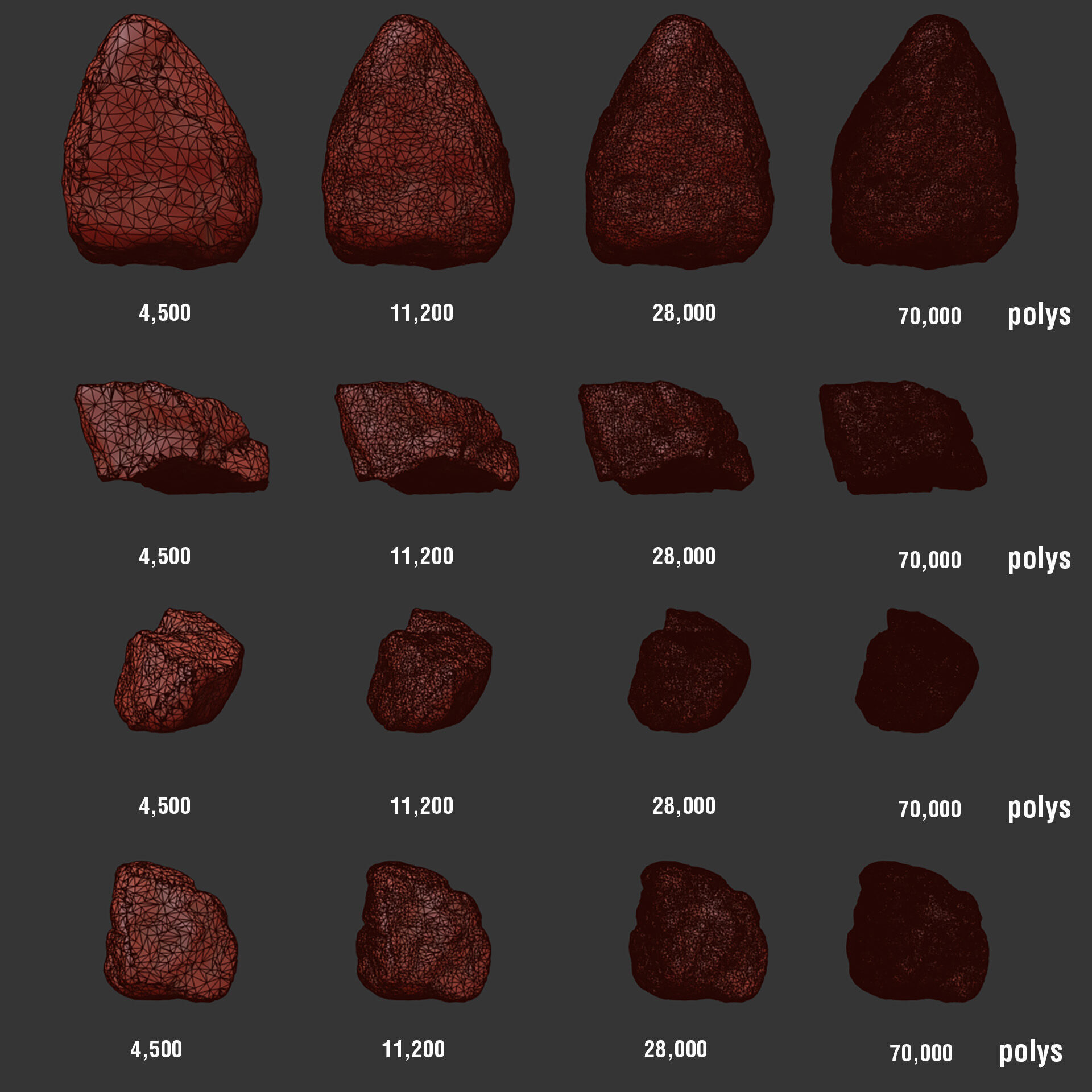 3D Scanned Stone 04 - high poly - low poly 3D model_9