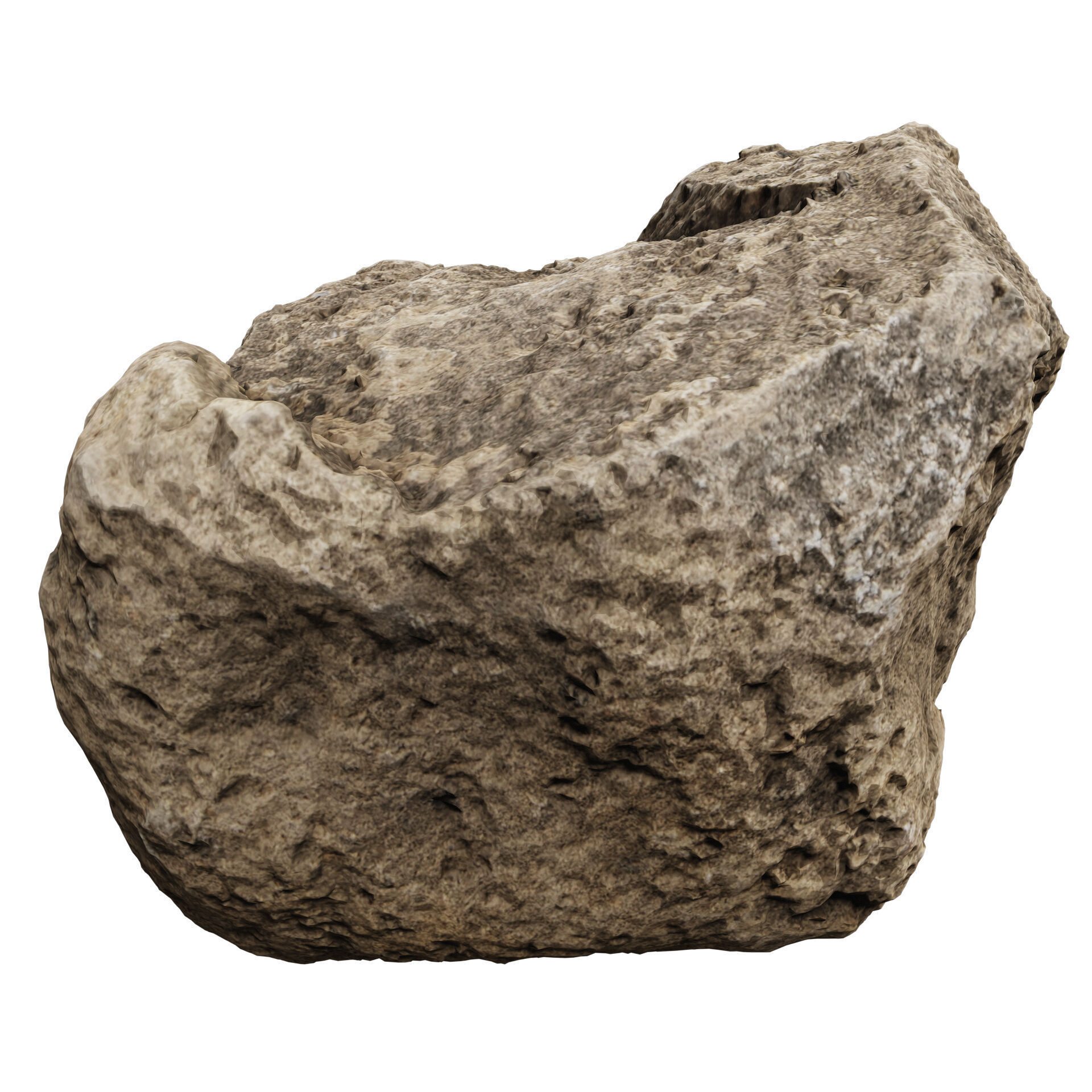 3D Scanned Stone 04 - high poly - low poly 3D model_5