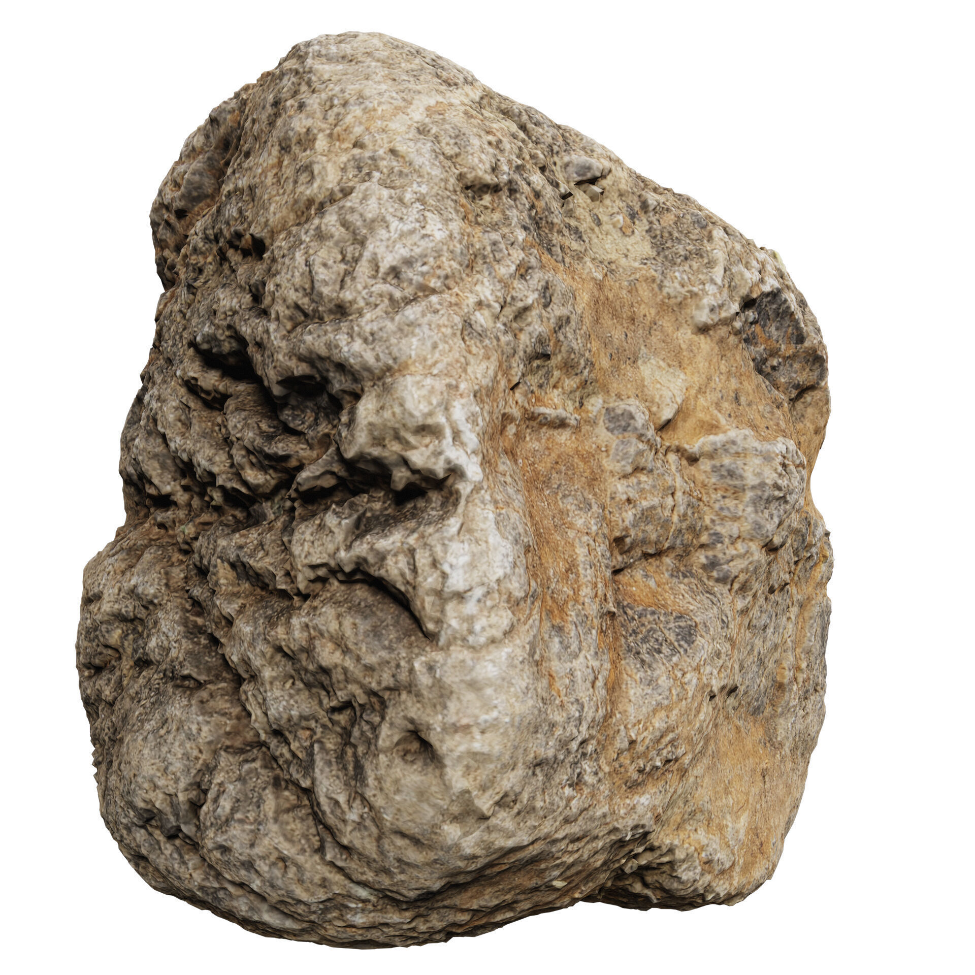 3D Scanned Stone 04 - high poly - low poly 3D model_7