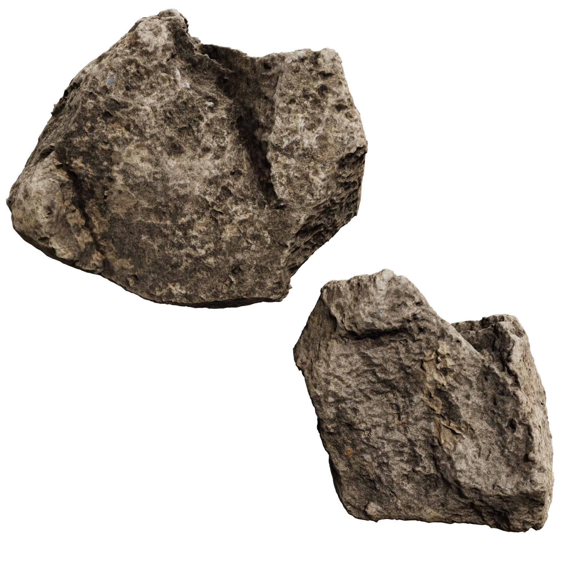 3D Scanned Stone 04 - high poly - low poly 3D model_6