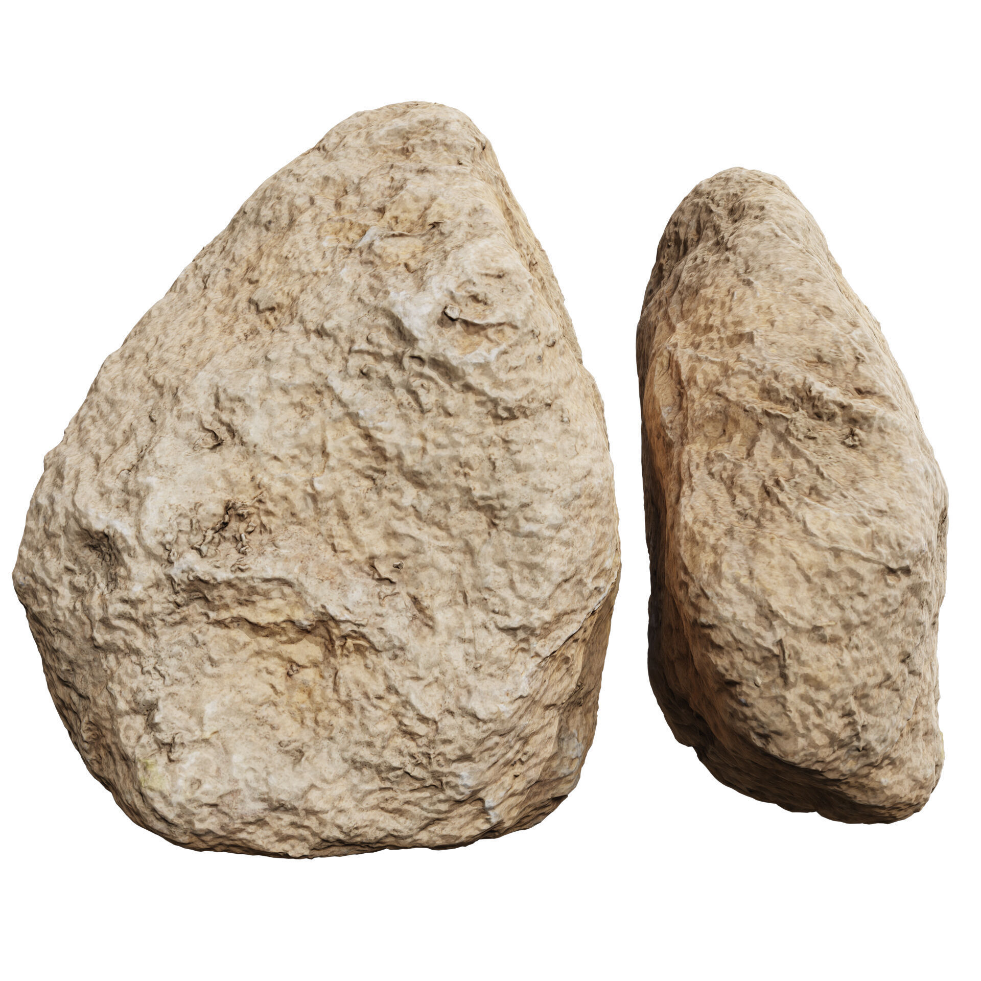 3D Scanned Stone 04 - high poly - low poly 3D model_1