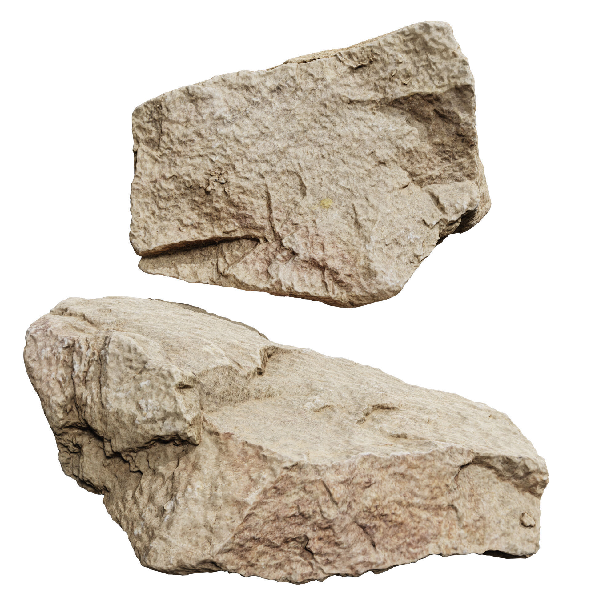 3D Scanned Stone 04 - high poly - low poly 3D model_4