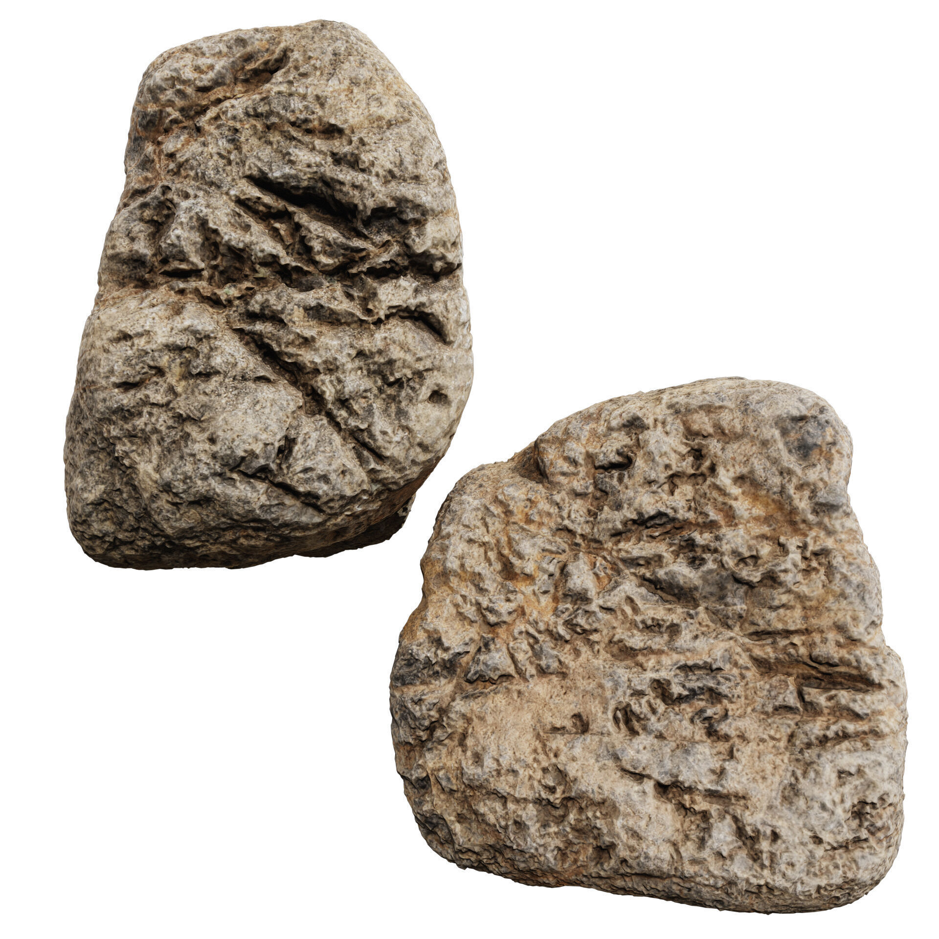 3D Scanned Stone 04 - high poly - low poly 3D model_8